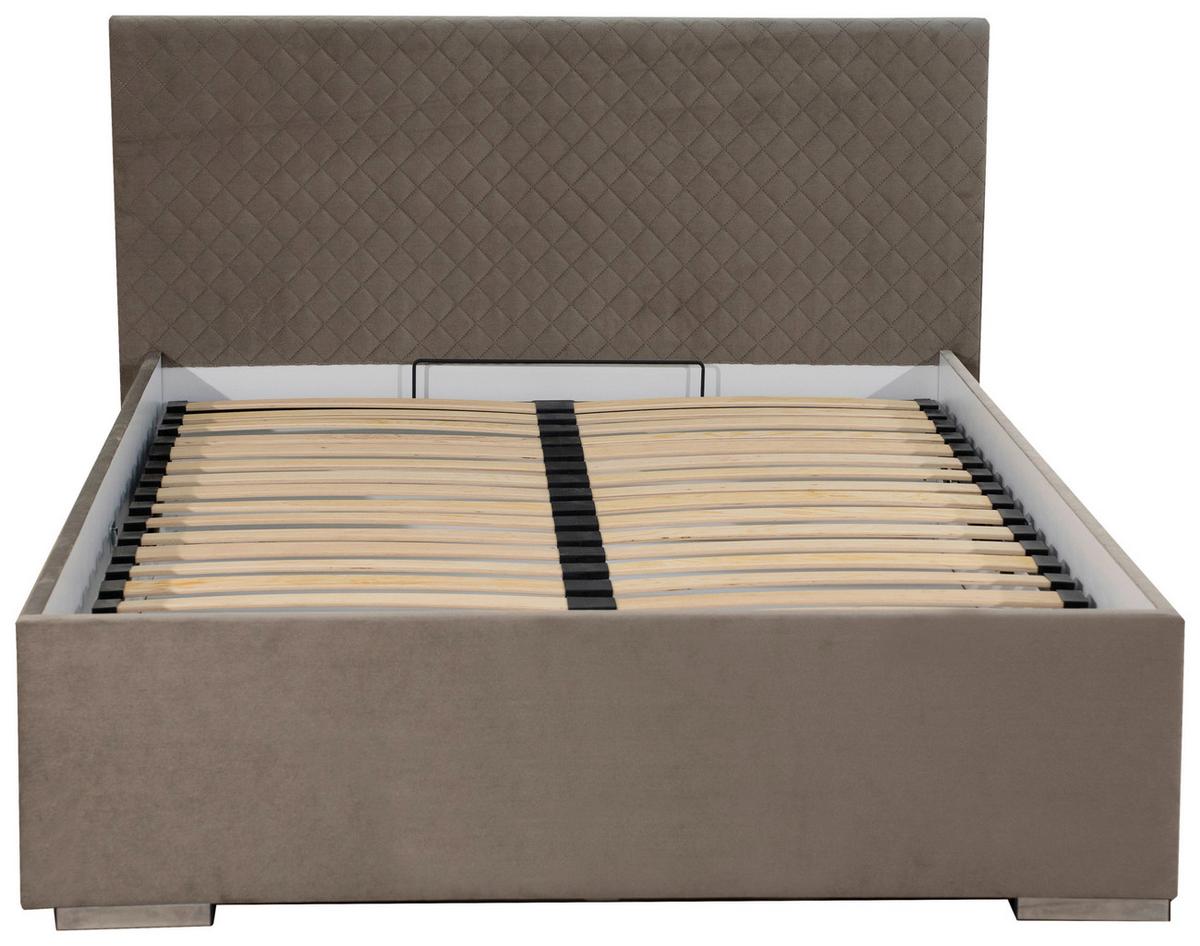 Polsterbett Syntia ca. 140x200 cm Beige - Chromfarben/Beige, MODERN, Holz/Textil (140/200cm) - MID.YOU