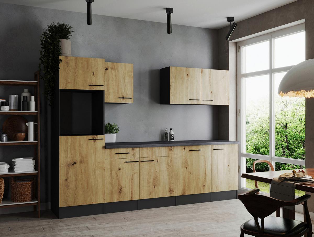 Kuhinjski Blok Brez Aparatov Oliver, 280cm - črna/siva, Design, kovina/leseni material (280cm) - Respekta