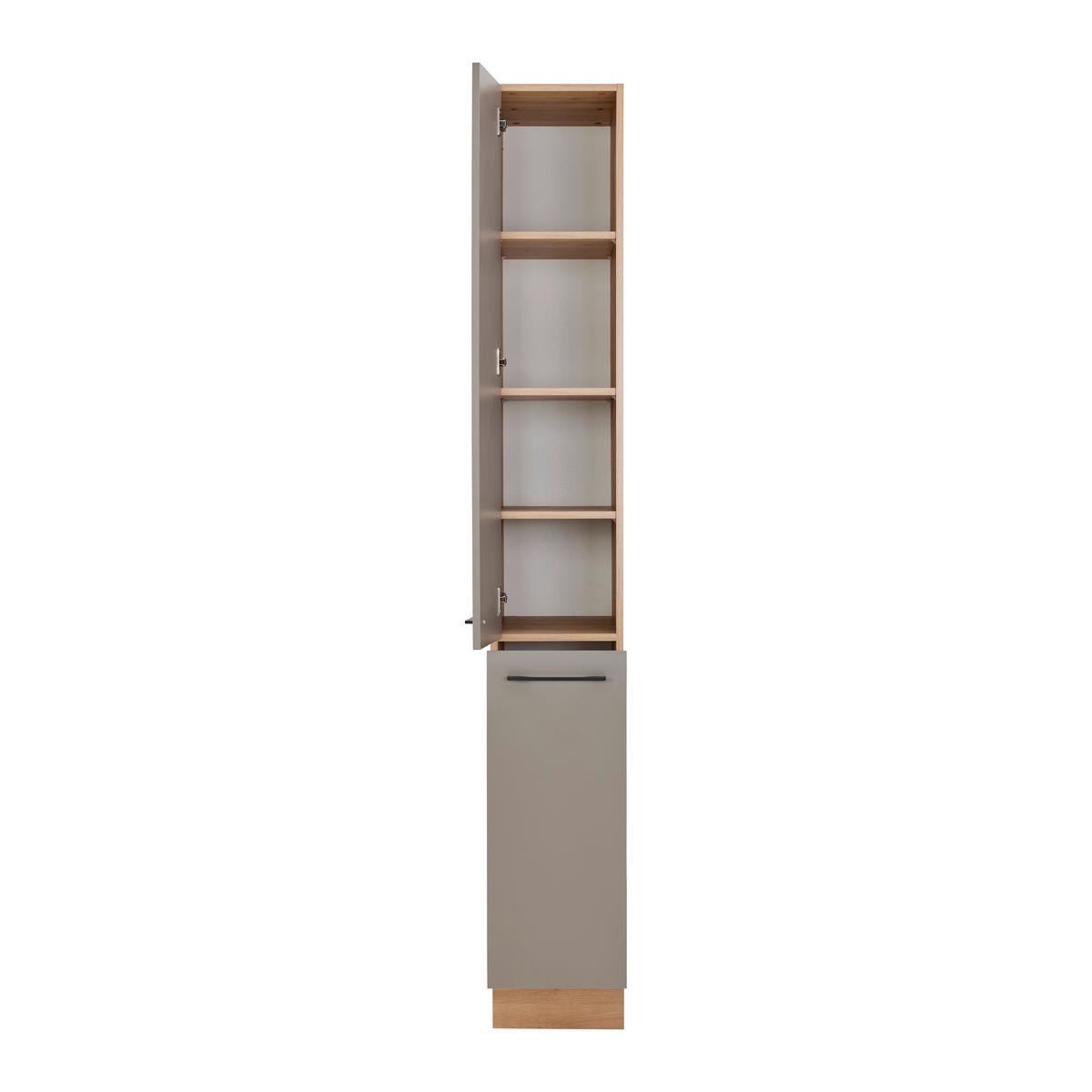 Apothekerschrank LINZ in Cubanit grau - Schwarz/Eiche Artisan, MODERN, Holzwerkstoff/Metall (30/211/57cm)