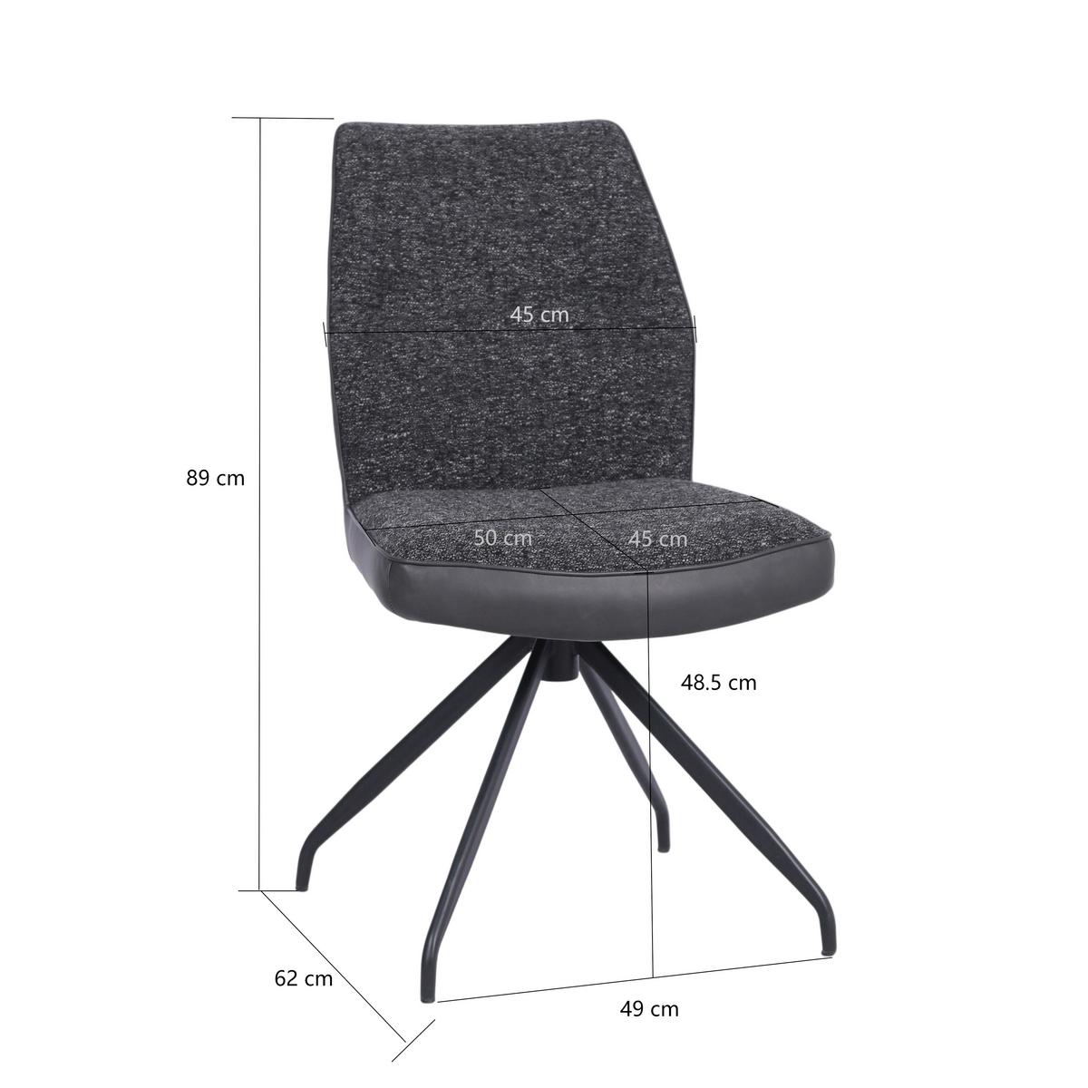 Stolica Lana - tamno siva/crna, Moderno, drvo/metal (50/89/62cm) - Premium Living