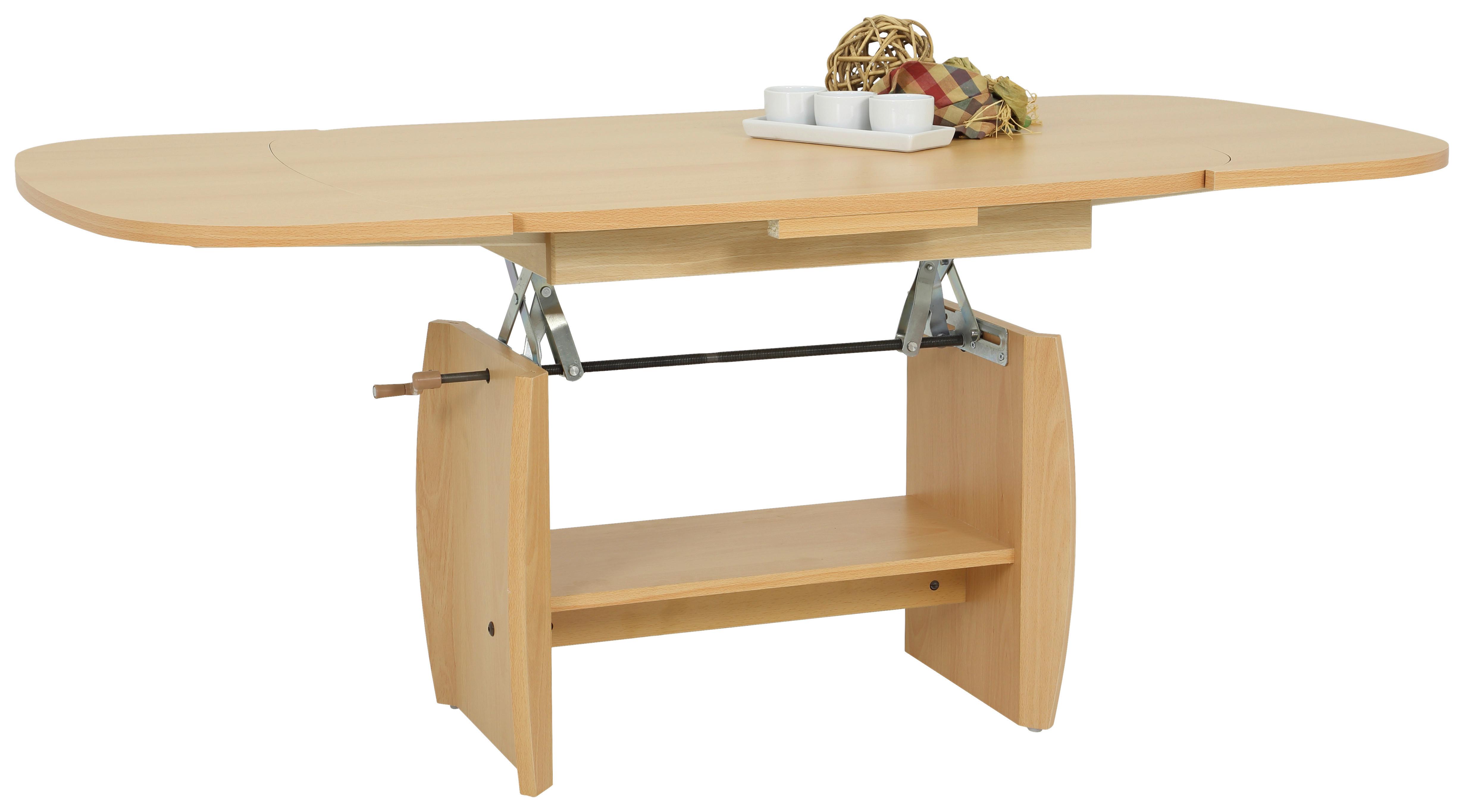 STOLIK KAWOWY MICHAEL SZER: 90-142 CM - kolor bukowy, Basics, materiał drewnopochodny (90 - 142/52 - 62/68cm) - MID.YOU