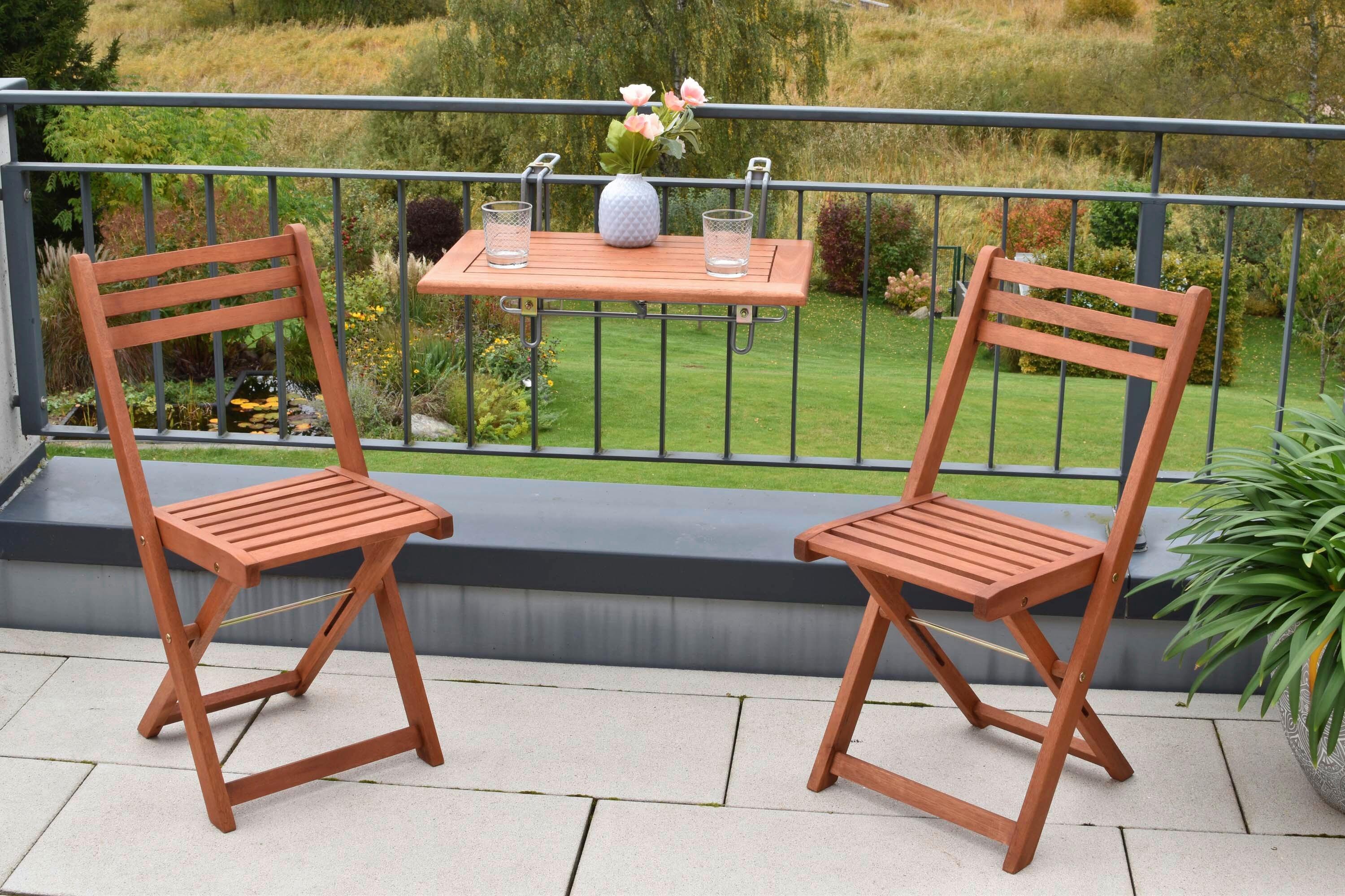 Gartentischgruppe Porto Holz 3-tlg. - Eukalyptusholzfarben, KONVENTIONELL, Holz - Gardenson