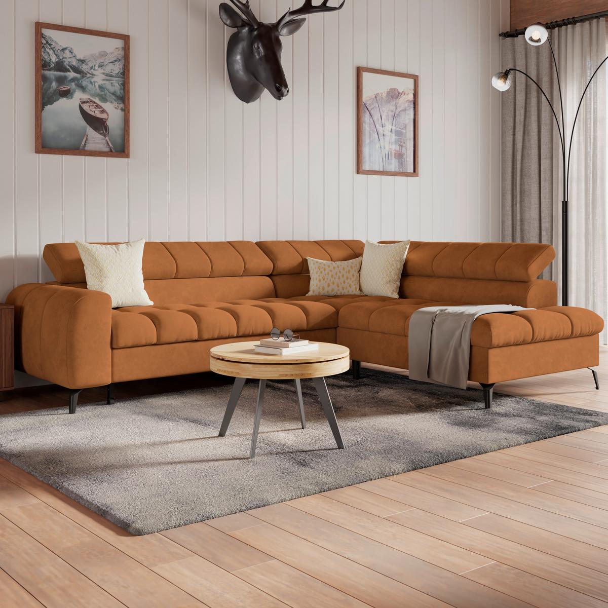 Kutna Garnitura Volf - boje hrđe/crna, Trend, tekstil/metal (261/203cm)