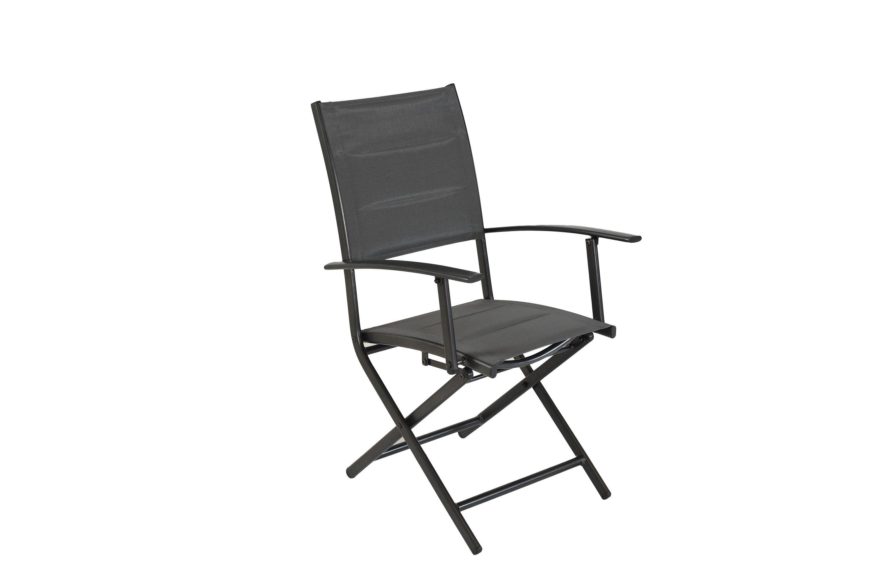 GARTENKLAPPSESSEL FLORENZ - Graphitfarben/Grau, MODERN, Textil/Metall (51,5/94/63cm) - Gardenson