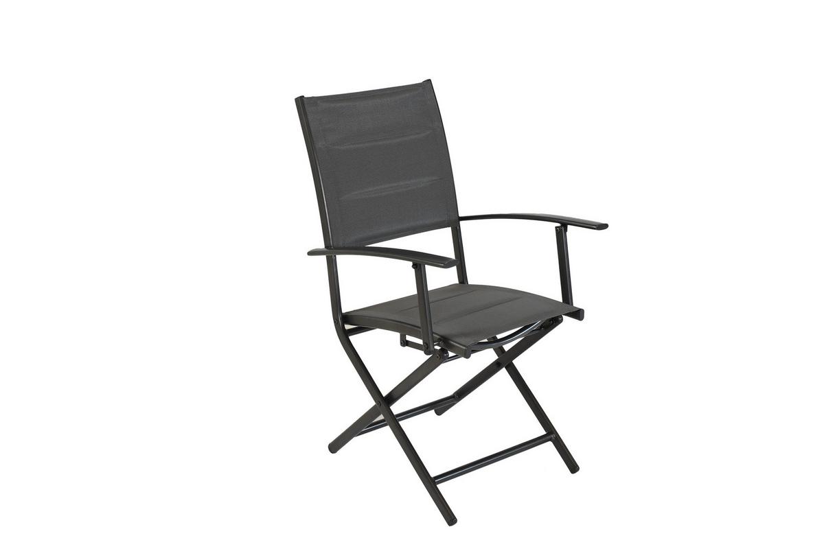 Zložljiv Vrtni Stol Florenz, Siva - siva/barve grafita, Moderno, kovina/tekstil (51,5/94/63cm) - Gardenson