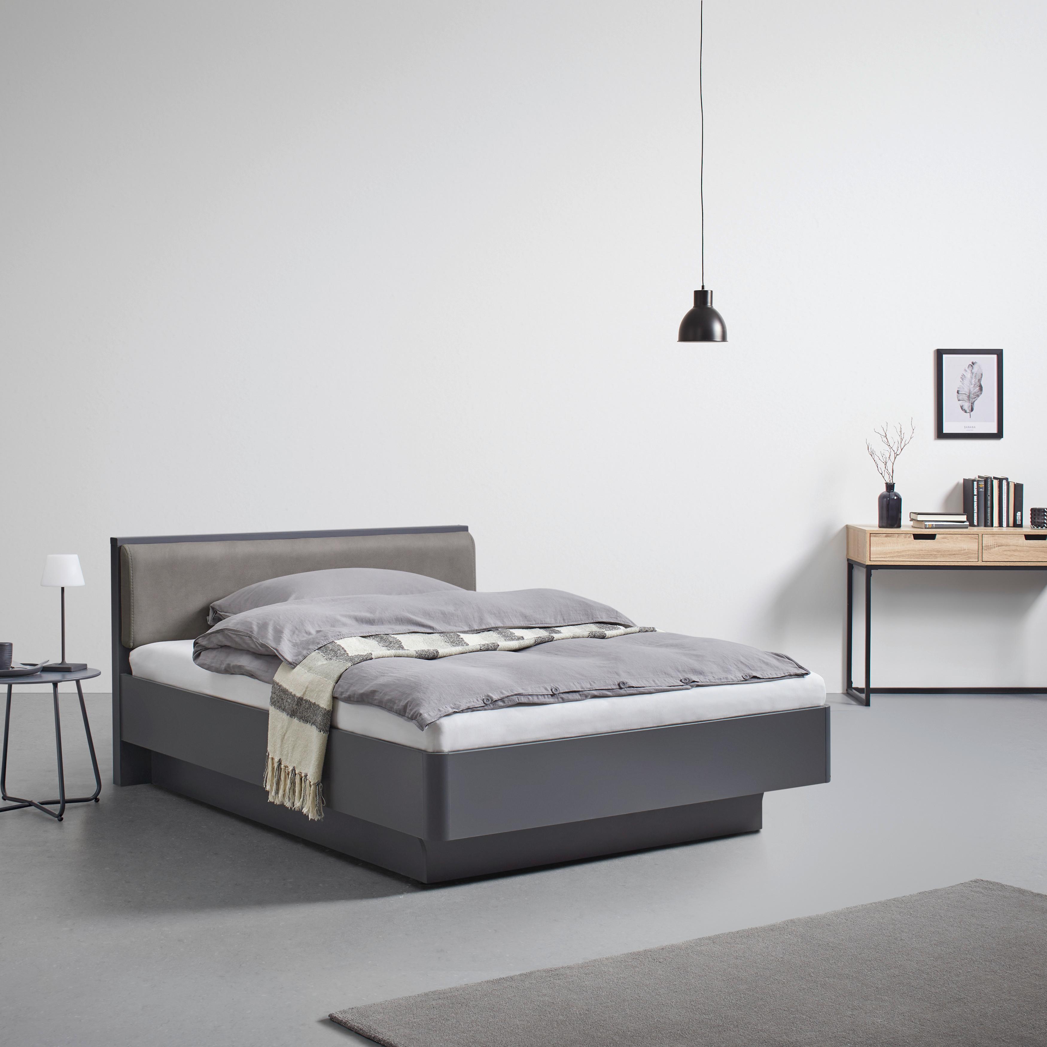 Polsterbett Mariello ca. 140x200cm Anthrazit/Hellbraun - Hellbraun/Anthrazit, MODERN, Holz/Textil (140/200cm) - Bessagi Home