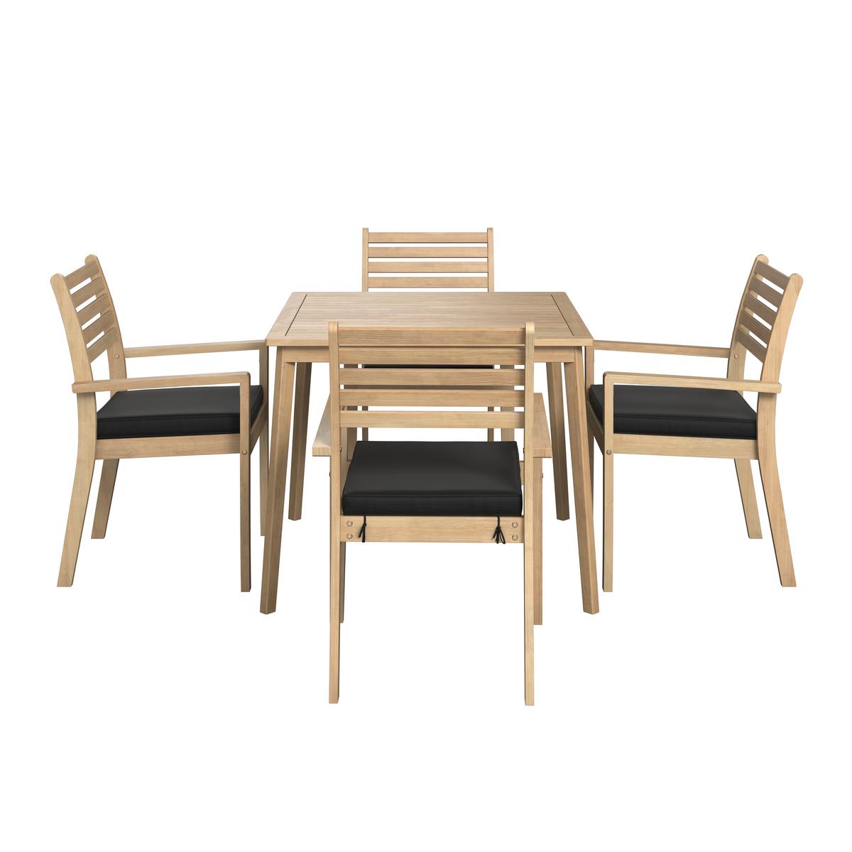 KOMPLET OGRODOWY ZE STOŁEM TABEA - antracytowy/kolor drewna tekowego, Modern, drewno/tkanina (90/65/75/82/90/62cm) - Ambia Garden