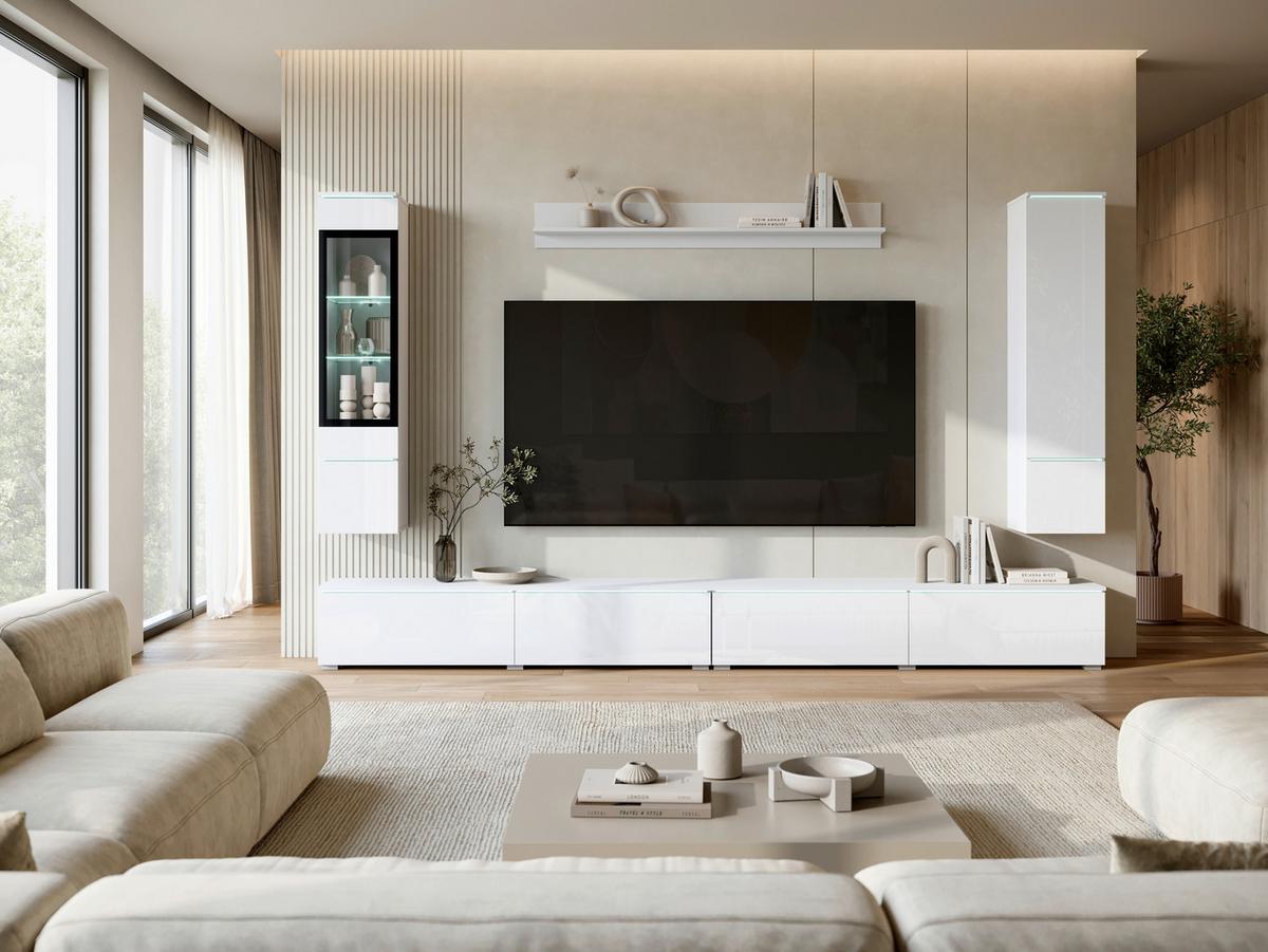 Dnevni Regal Veral Xxl, Bela, 5-Delni - siva/bela, Basics, umetna masa/steklo (300/162/33cm) - P & B