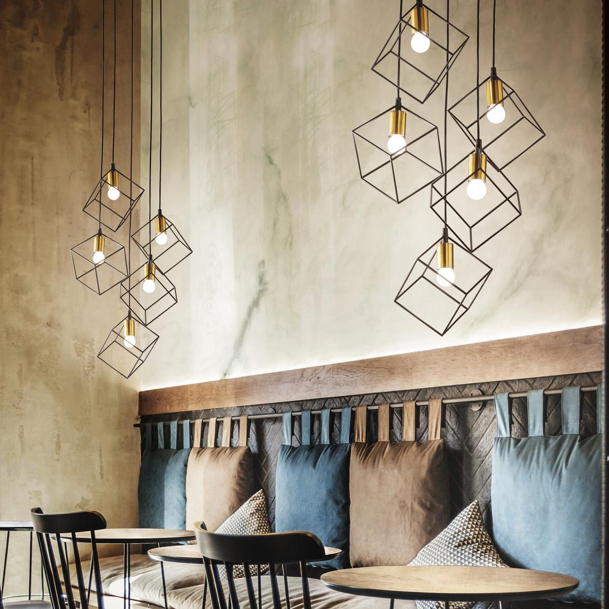 LAMPA WISZĄCA ICE SP5 NERO - kolor mosiężny/czarny, Design, metal (50/60-245,5cm)