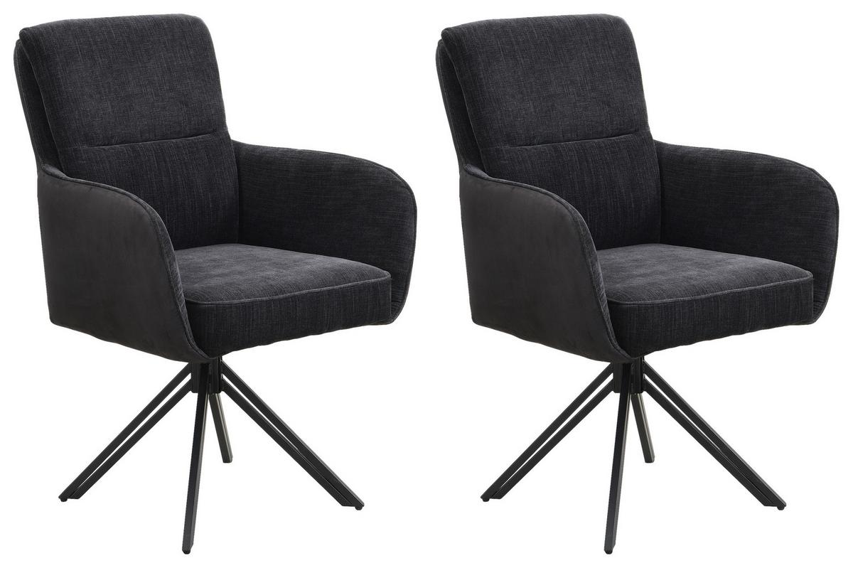 STUHL-SET TINO - Schwarz, MODERN, Textil/Metall (62/94/70cm) - MID.YOU