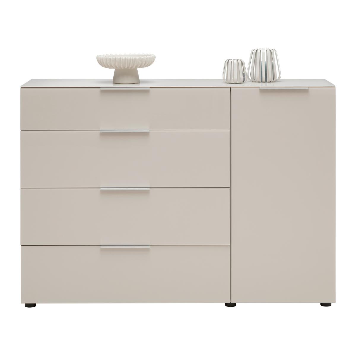 Kommode Siena Kaschmirfarben - Chromfarben/Kaschmir, MODERN, Glas/Holzwerkstoff (135/99/40cm) - Mömax