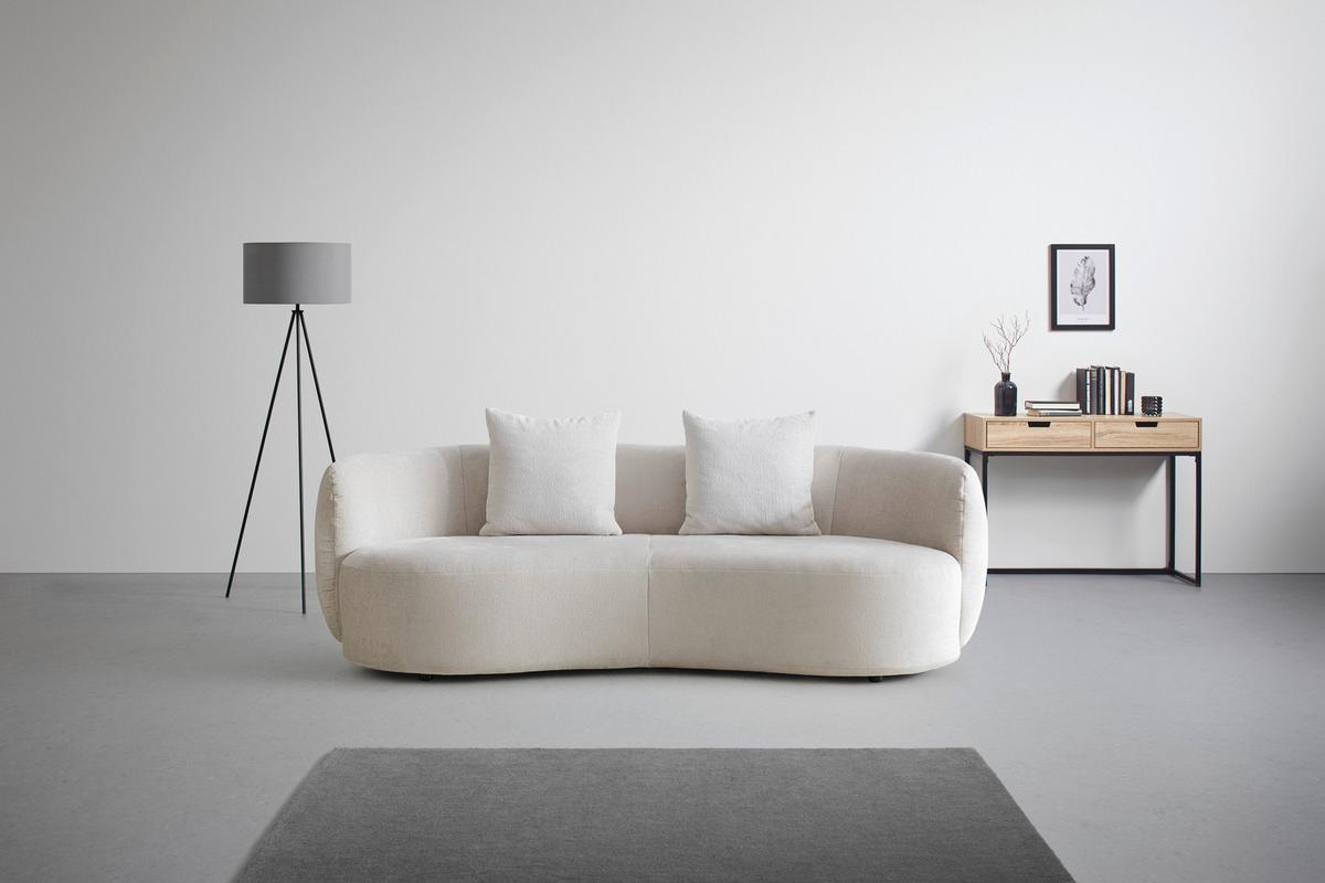Velika Zofa Leonas, Bež, Polkrožna - črna/bež, Moderno, umetna masa/tekstil (235/72/110cm) - Premium Living