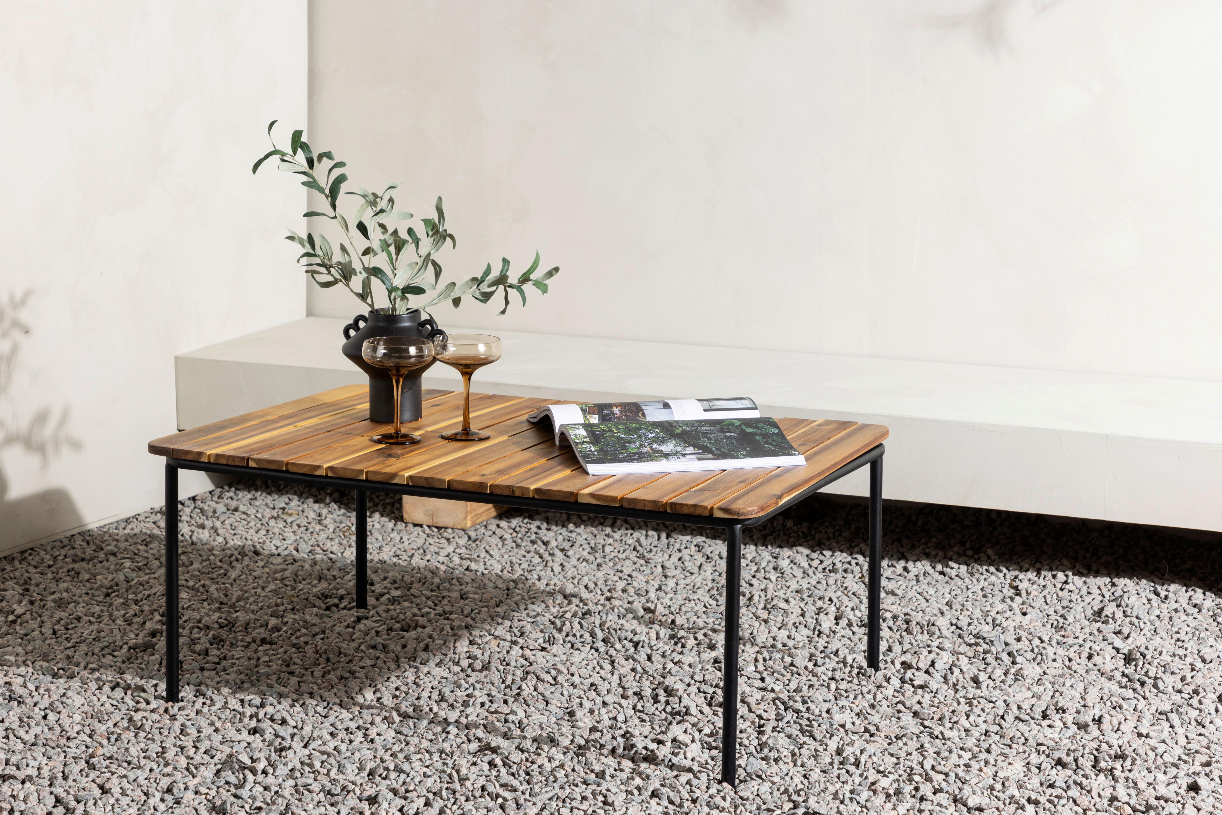 Loungetisch Penh ca. 100x65x40 cm Akazie massiv - Naturfarben, KONVENTIONELL, Holz/Metall (100/65/40cm) - Gardenson