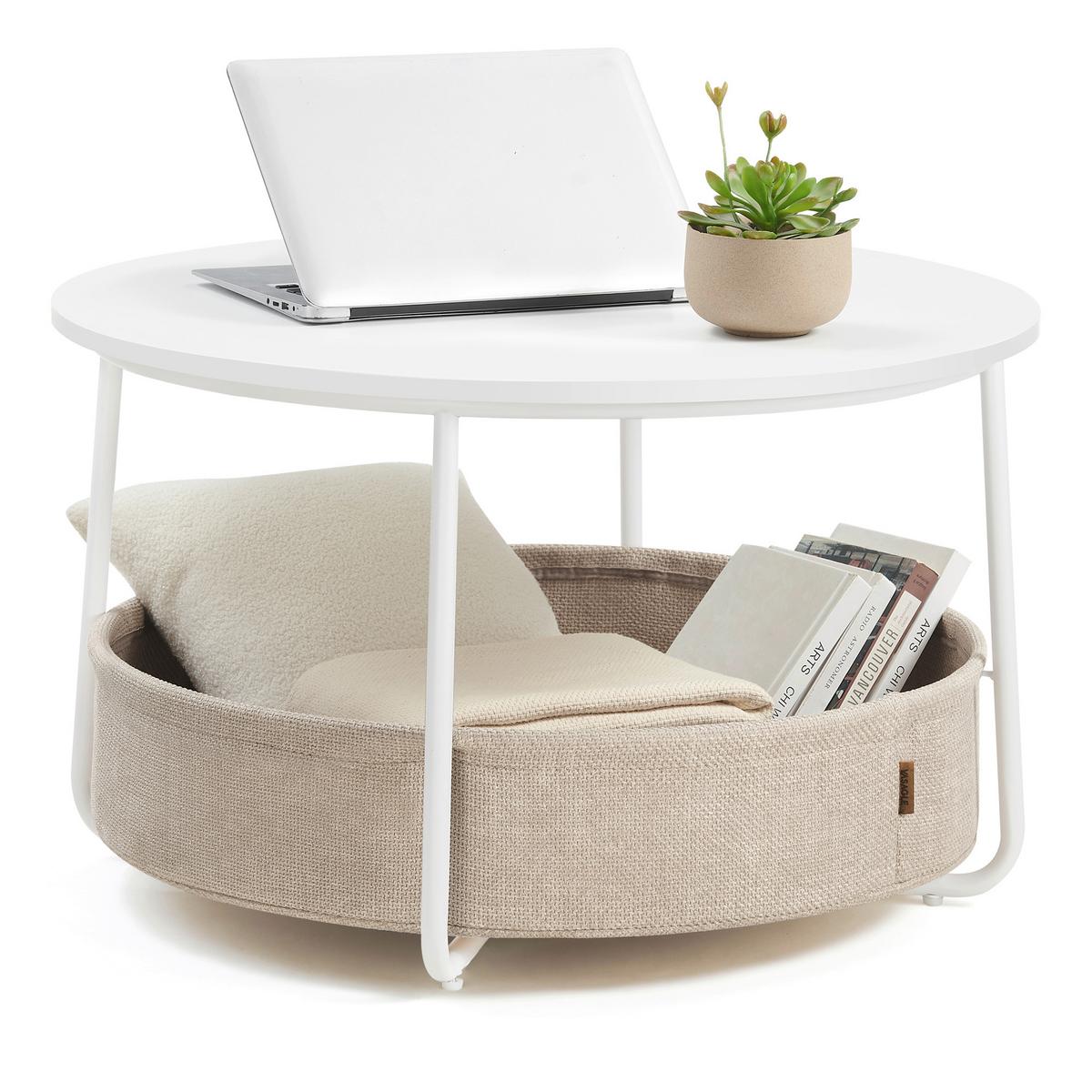 Couchtisch Weiß, Beige, rund - Beige/Weiß, Trend, Holzwerkstoff/Textil (75/75/45cm) - MID.YOU