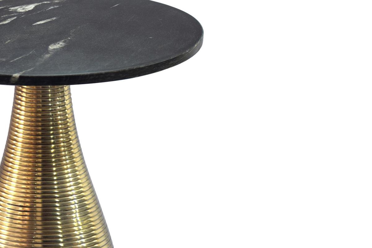 Beistelltisch Wl7.514 - Goldfarben/Schwarz, Design, Stein/Metall (40/40/48cm) - Livetastic