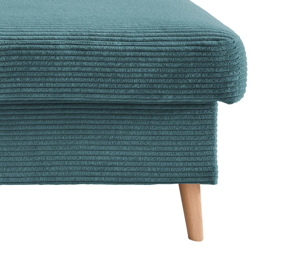 Ecksofa Valentina Cord ca. 228x150 cm Petrol - Petrol/Naturfarben, Design, Holz/Textil (228/150cm) - P & B