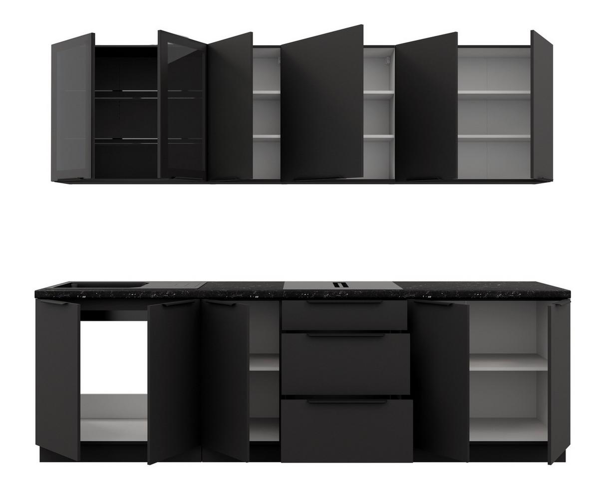 Blok Kuhinja Siena - crna, Moderno, staklo/metal (260/210/60cm) - Modern Living