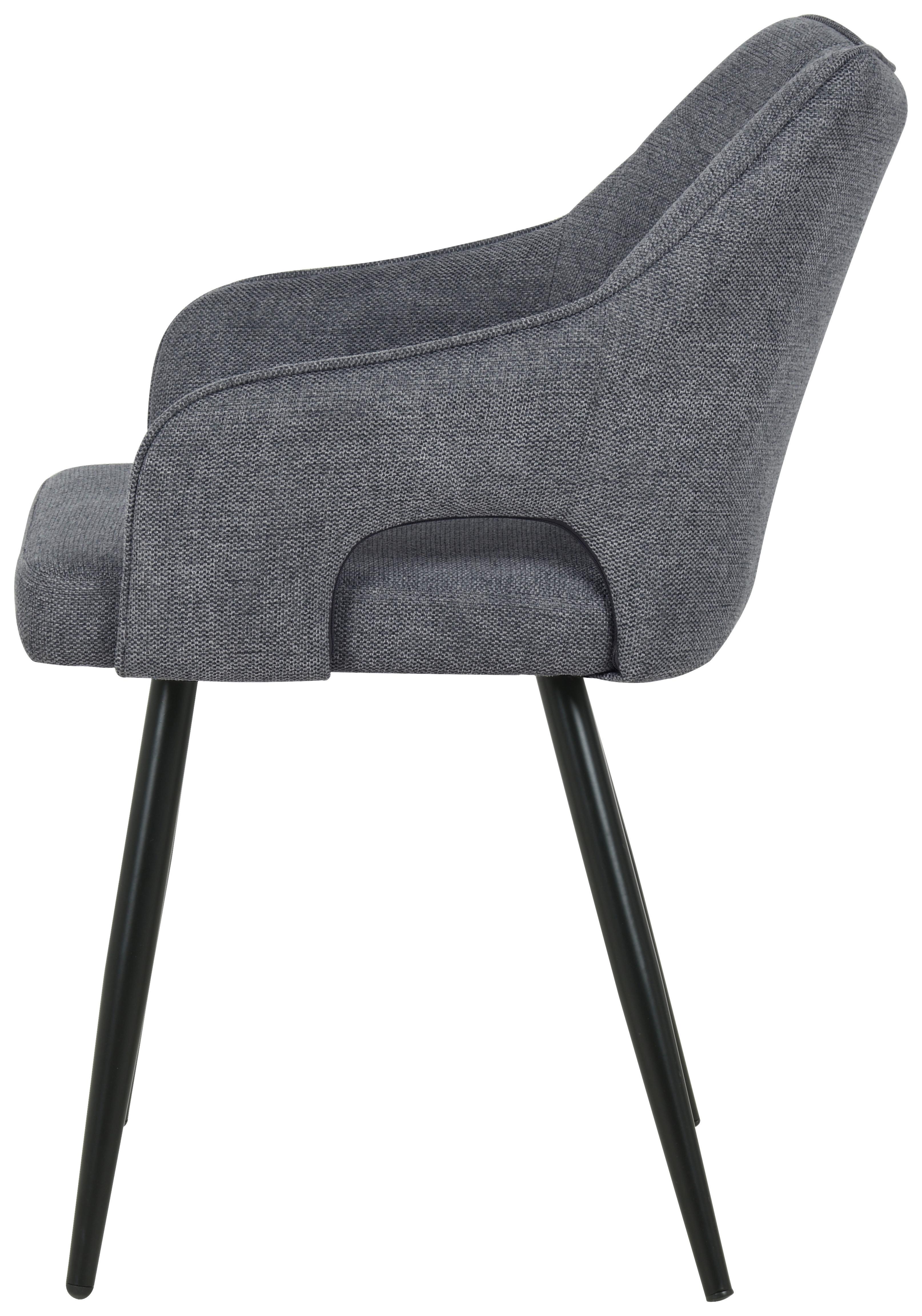 KRZESŁO Z PODŁOKIETNIKAMI OLBIA - czarny/szary, Modern, metal/drewno (60,5/81,5/55,5cm) - MID.YOU