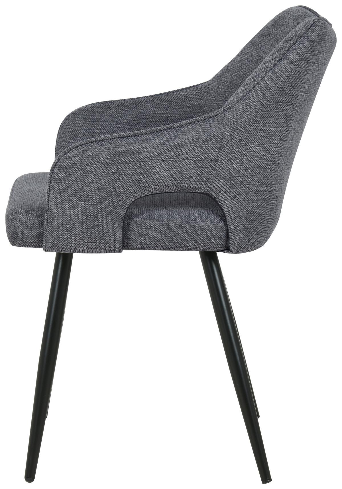 KRZESŁO Z PODŁOKIETNIKAMI OLBIA - czarny/szary, Modern, metal/drewno (60,5/81,5/55,5cm) - MID.YOU