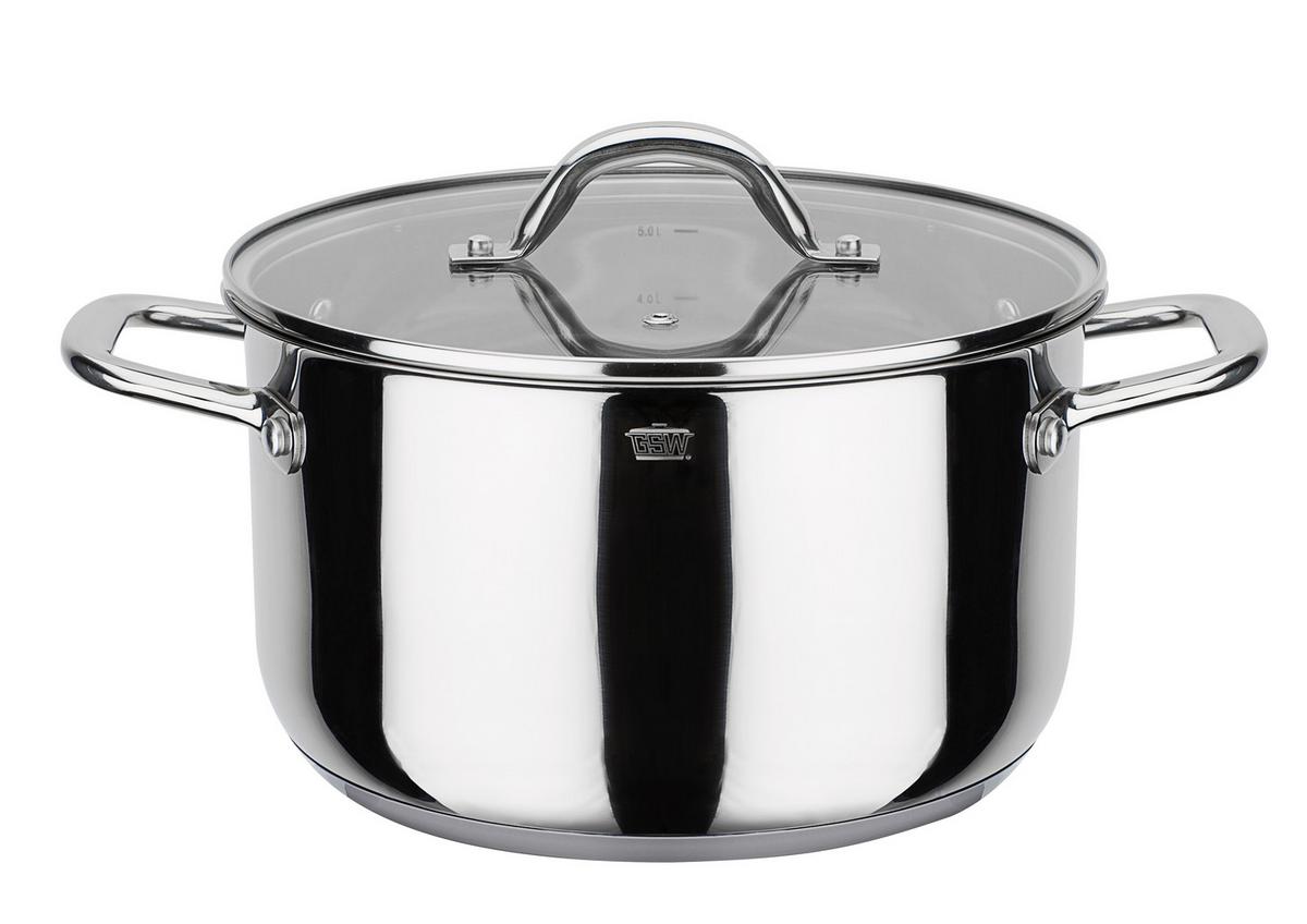 Set Posod Meran, 4-Delni - barve nerjavečega jekla/prozorno, Basics, kovina/steklo - GSW