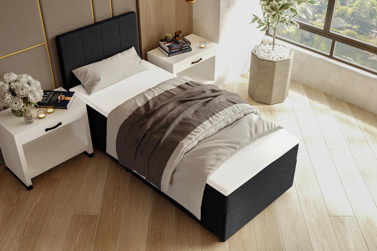 Boxbett Odin Schwarz max. 90x200cm - Schwarz, KONVENTIONELL, Kunststoff/Textil (90/200cm) - Based