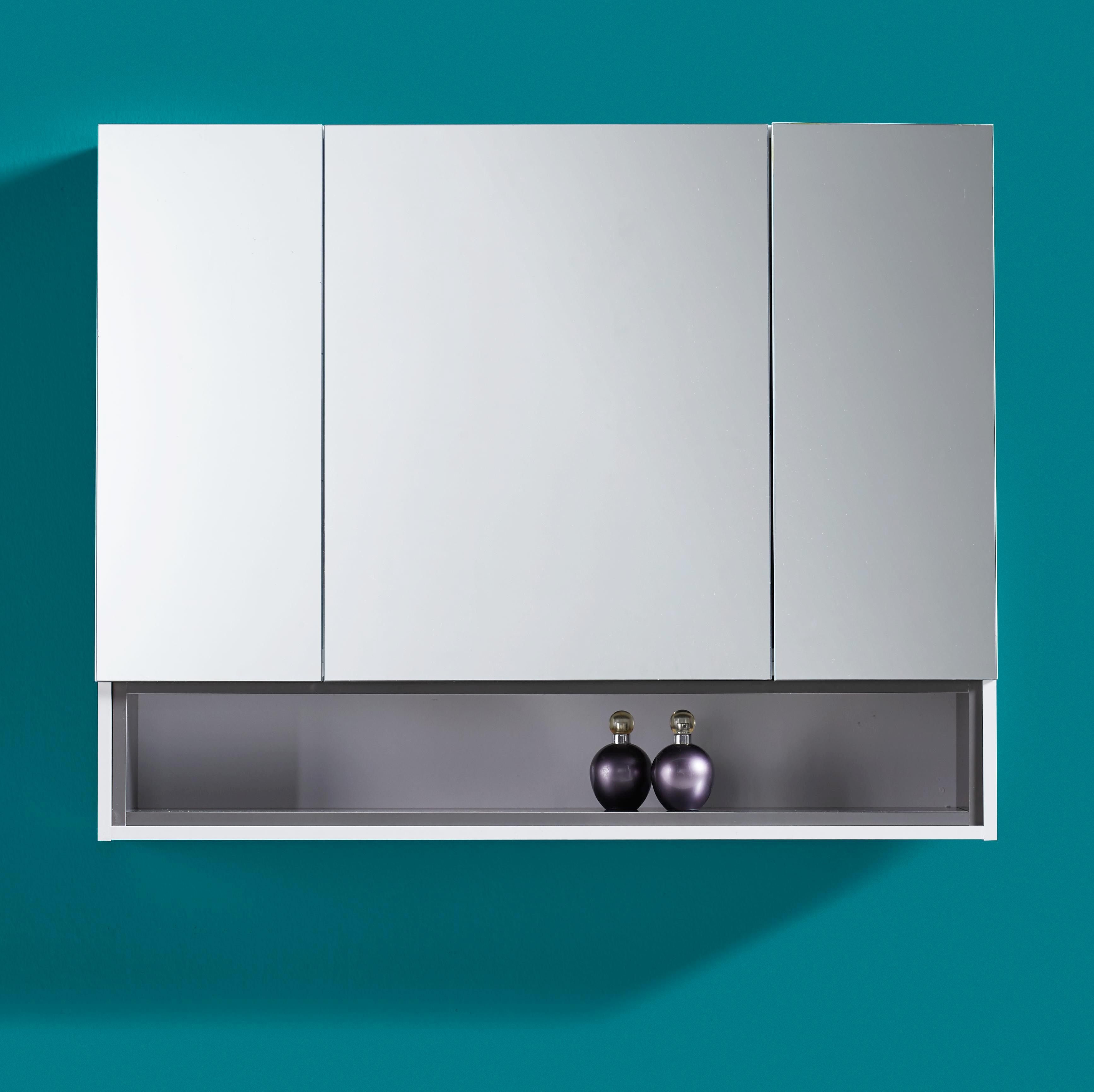 Spiegelschrank in Weiß 'Bianco' - Dunkelgrau/Weiß, MODERN, Glas/Holz (84/66,6/18,5cm) - Bessagi Home