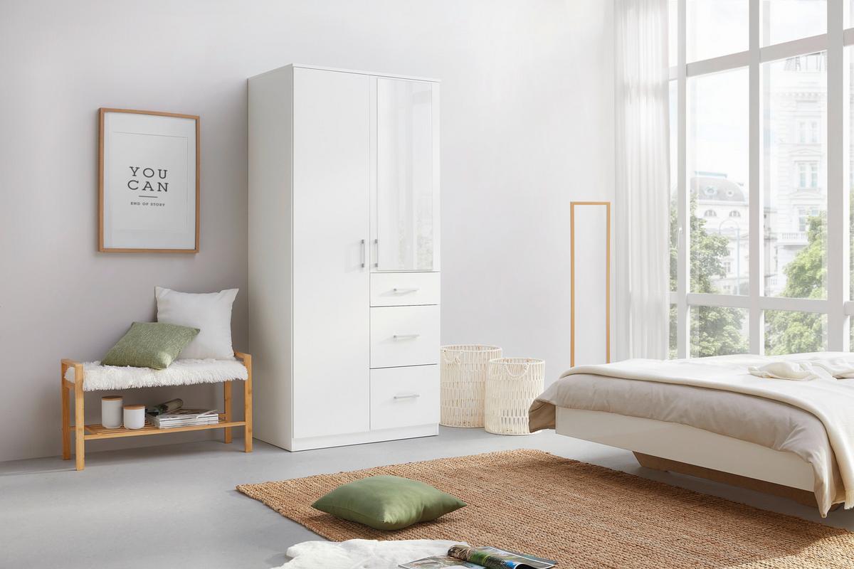 Drehtürenschrank Lasse Weiß - Weiß, KONVENTIONELL, Holz (90/196/55cm) - Mömax