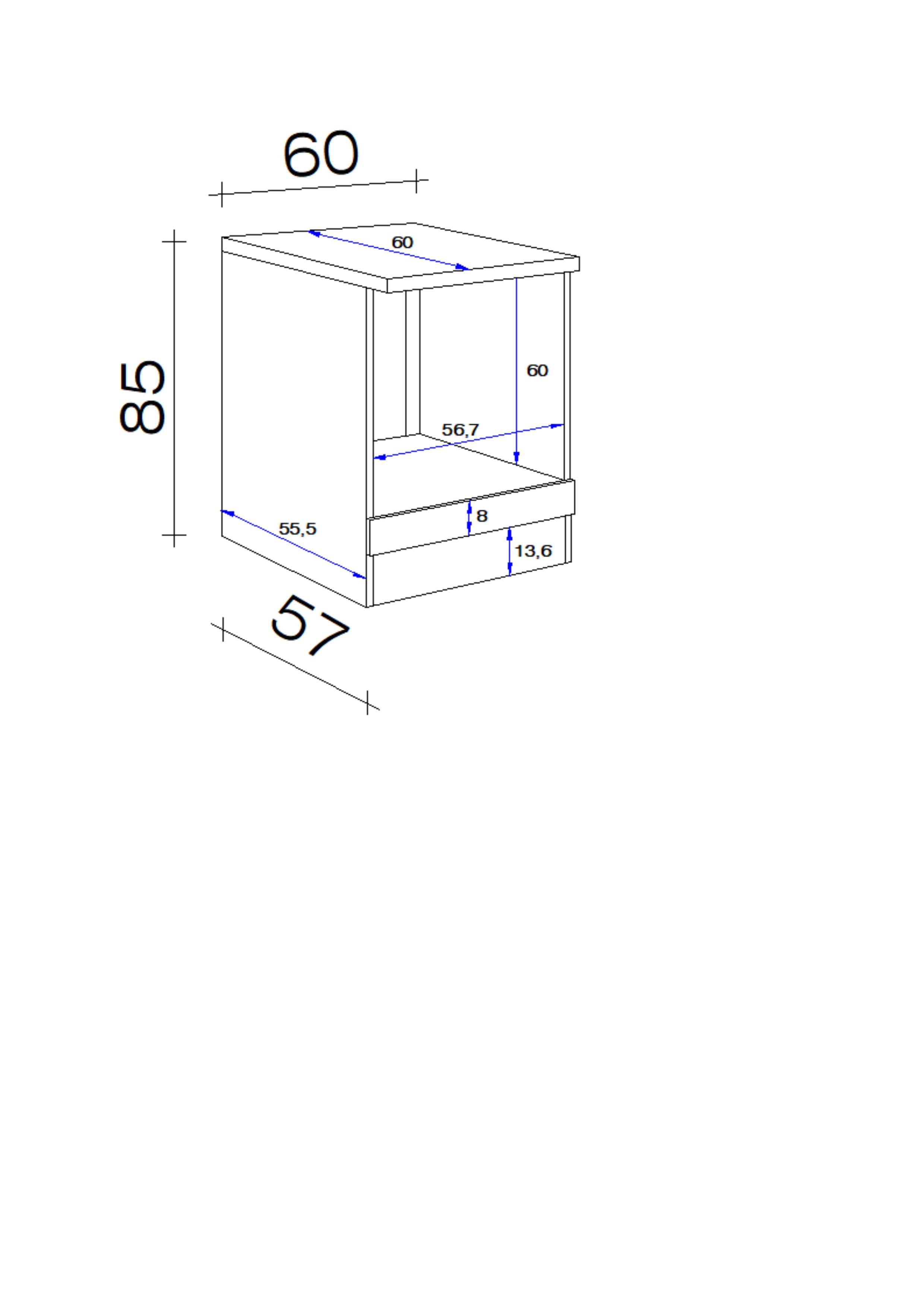 Herdumbauschrank Shadow ca. 60x85x60 cm Grau/Eiche - Dunkelgrau/Eiche San Remo, MODERN, Holzwerkstoff (60/85/60cm) - FlexWell