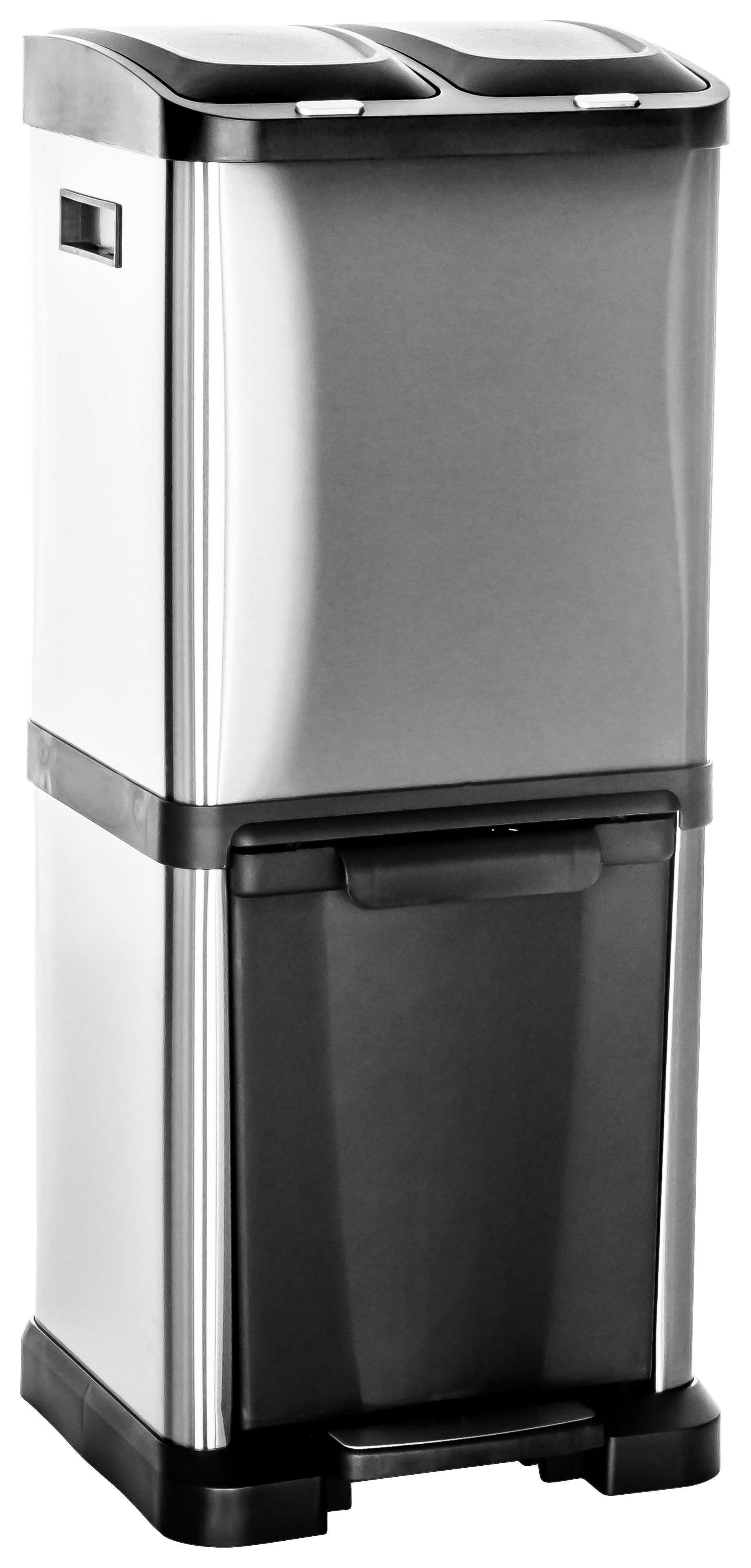 Koš Za Smeti Clean Vii, 32 L, Srebrna - srebrne barve/črna, Basics, kovina/umetna masa (32/78/32cm) - MID.YOU