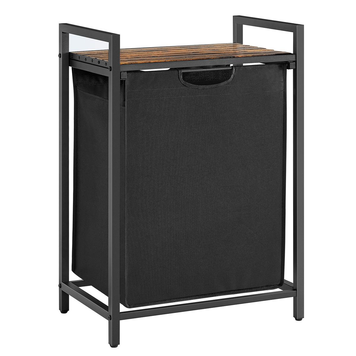 Wäschekorb ca. 50x72x33 cm Schwarz - Schwarz/Braun, Trend, Holzwerkstoff/Textil (50/72/33cm) - MID.YOU