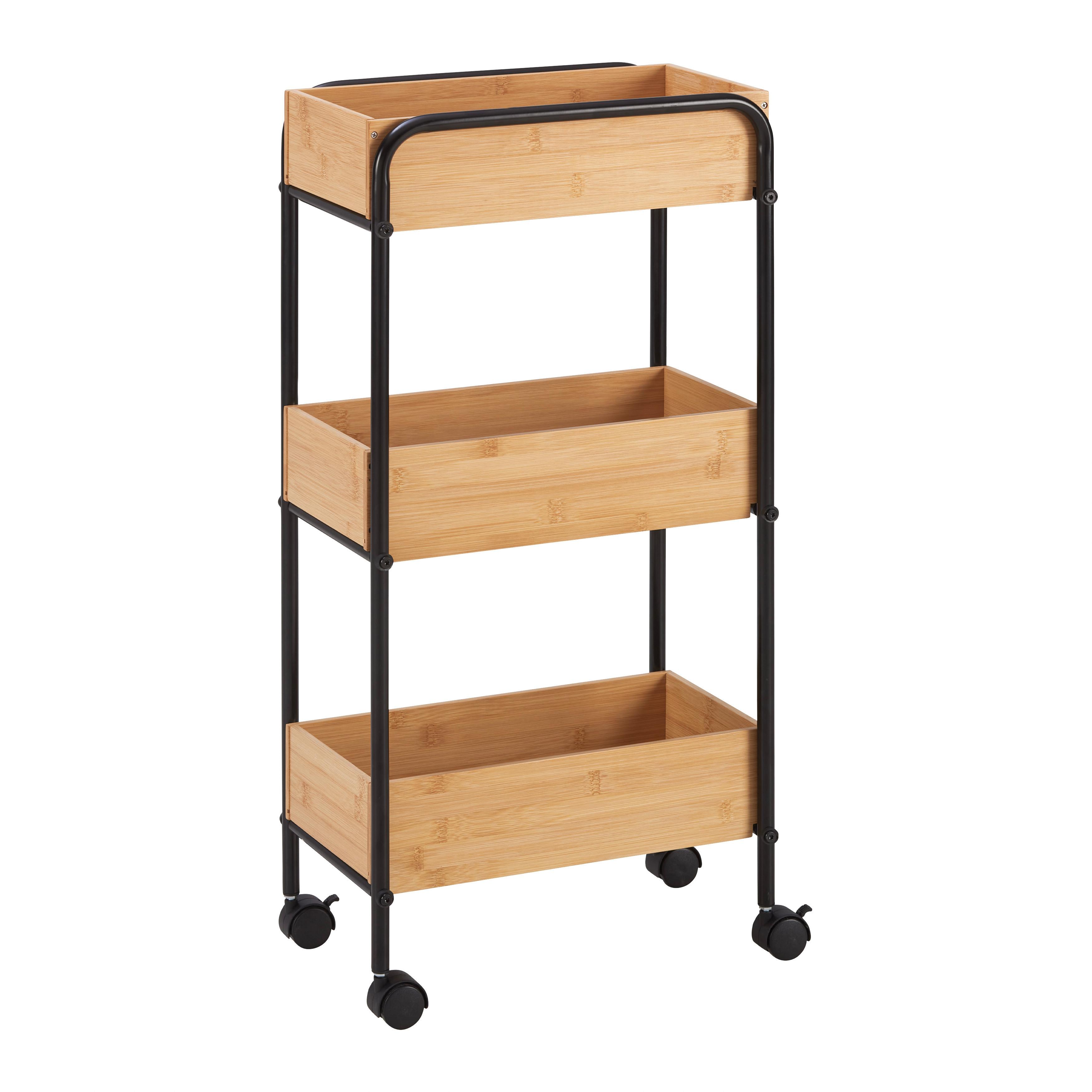 RULLVAGN VICKY -SB- - svart/naturfärgad, Modern, metall/plast (40/81,5/23cm) - Mömax
