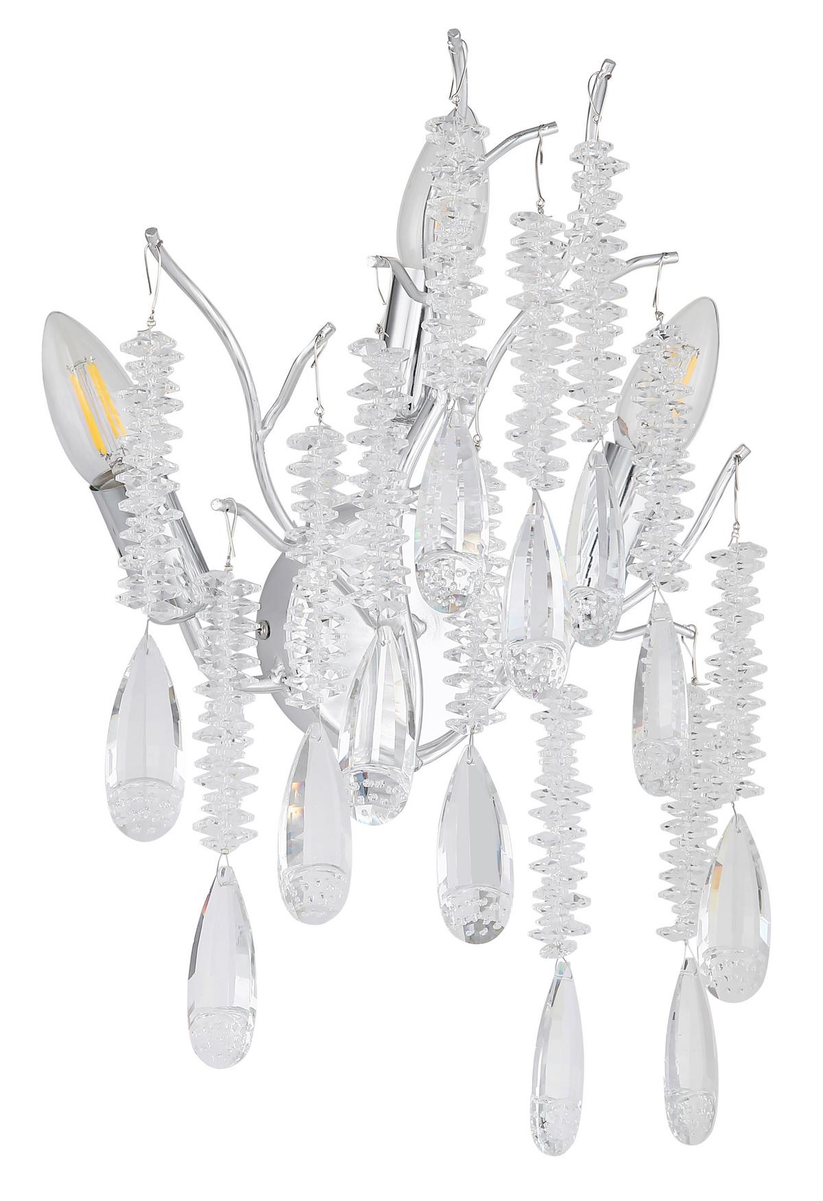 Zidna Svjetiljka Kinga - srebrne boje/prozirno, Konvencionalno, staklo/metal (35/47cm) - Globo