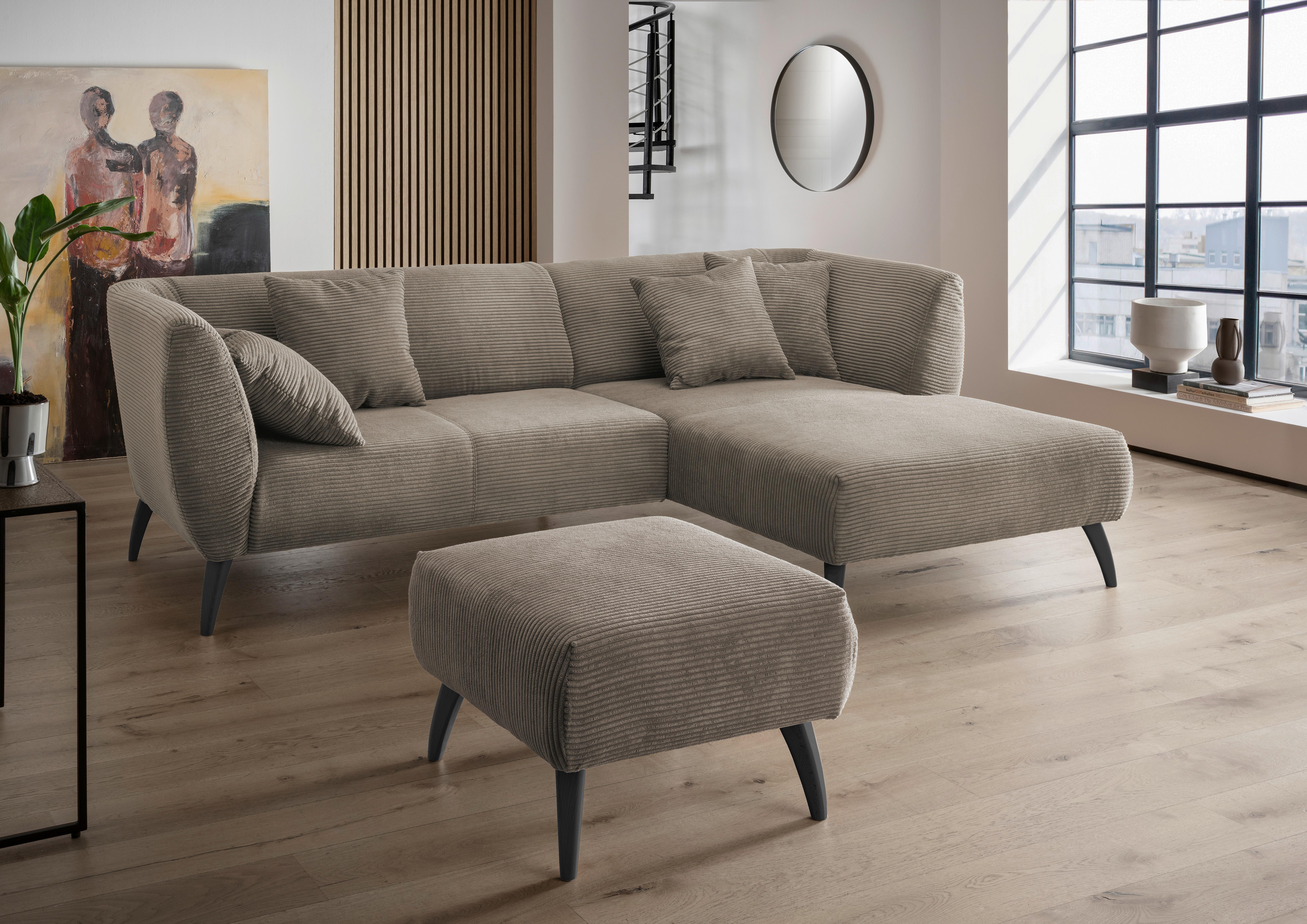 Hocker Colori Graubraun Cord - Graubraun/Schwarz, MODERN, Holz/Textil (66/44/66cm) - MID.YOU