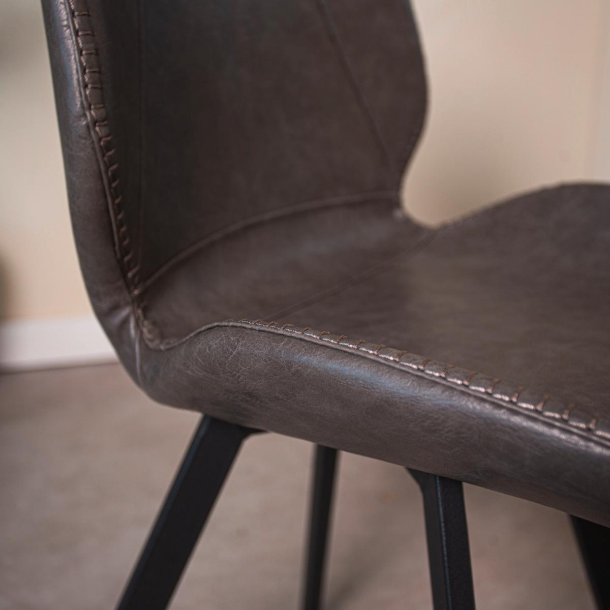 Stuhl-Set Barona 4er-Set Anthrazit Lederlook - Anthrazit/Schwarz, MODERN, Textil/Metall (44/80/55cm) - MID.YOU