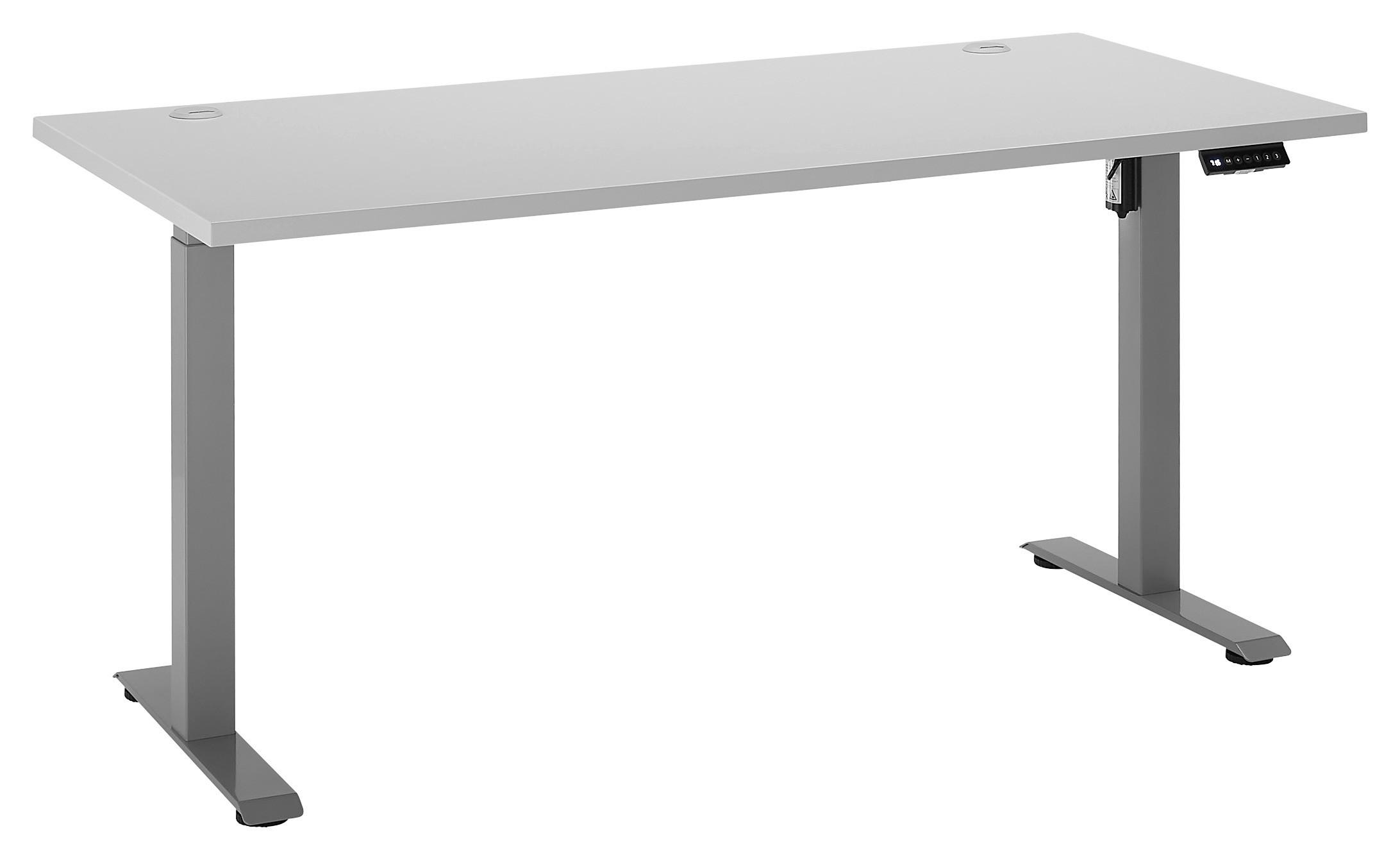 BIURKO FINITO II - kolor srebrny/jasnoszary, Basics, materiał drewnopochodny/metal (160/77/74,3-118,3cm) - Carryhome