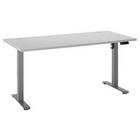 BIURKO FINITO II - kolor srebrny/jasnoszary, Basics, materiał drewnopochodny/metal (160/77/74,3-118,3cm) - Carryhome