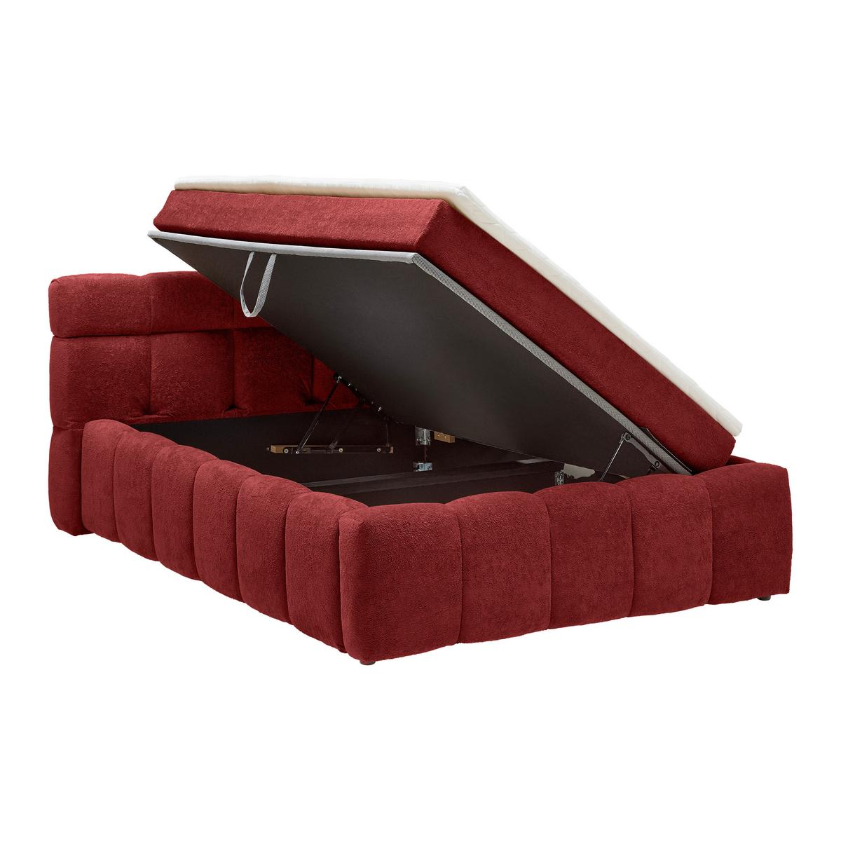 Polsterbett Monte Rot Ca. 140x200cm - Rot/Schwarz, Konventionell, Kunststoff/Textil (140/200cm) - Based