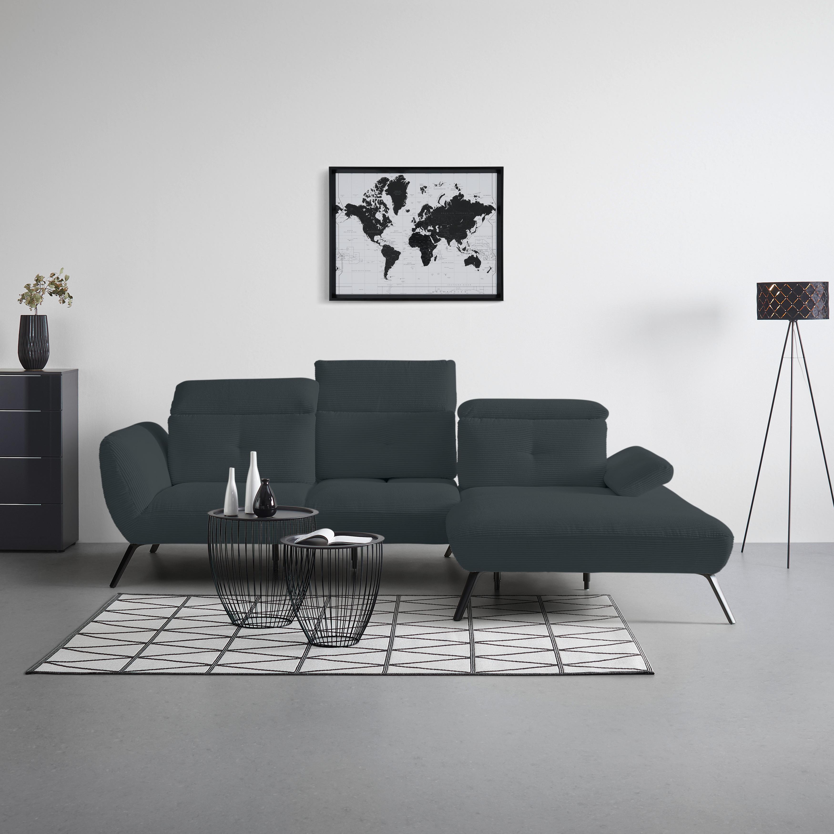 Wohnlandschaft Seattle Schwarz - Schwarz/Weiß, MODERN, Holzwerkstoff/Textil (301/196cm) - Premium Living