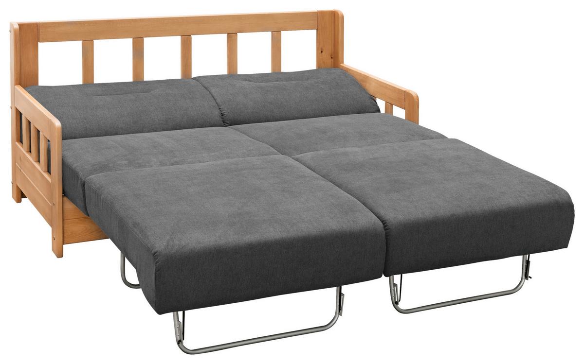 Schlafsofa Camino Anthrazit Mikrofaser - Anthrazit/Kieferfarben, KONVENTIONELL, Holz/Textil (154/88/90cm) - Livetastic