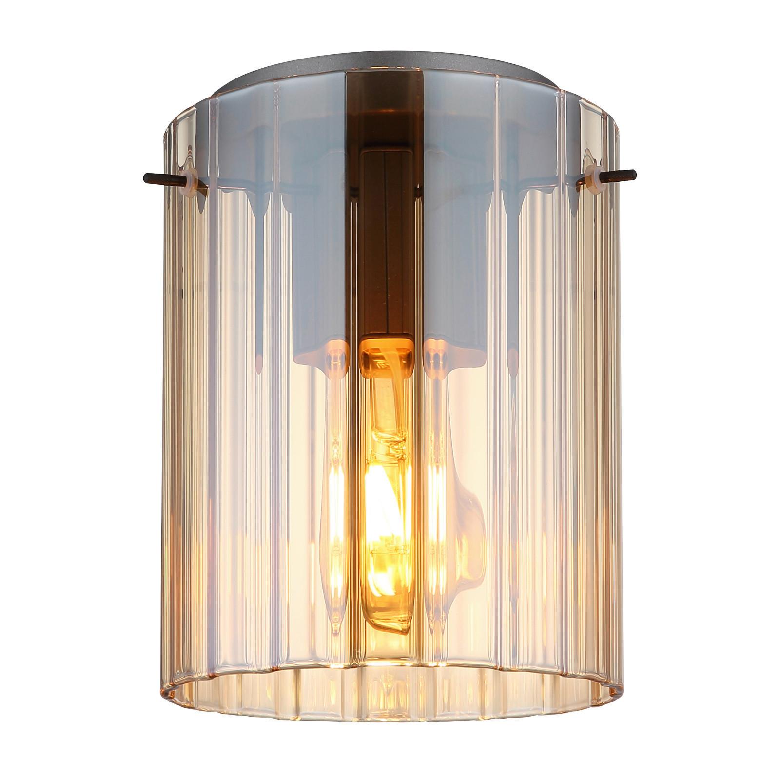 Deckenleuchte Tulivar Bernsteinfarben max. 40 Watt - Dunkelgrau/Bernsteinfarben, Basics, Glas/Metall (18/23cm) - Globo