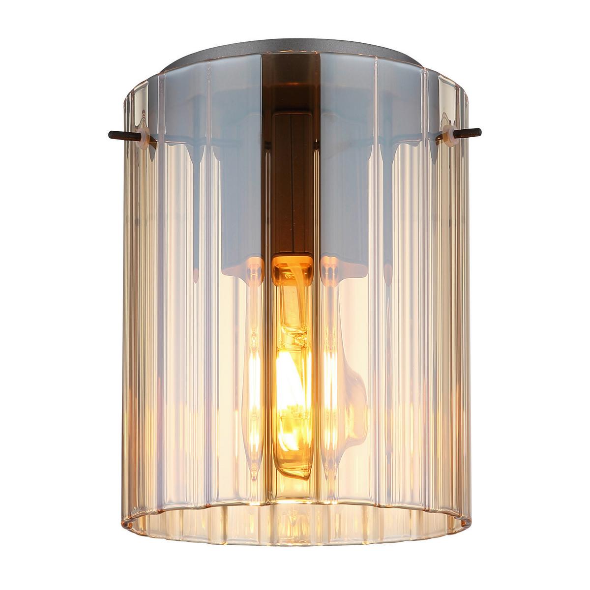 Deckenleuchte Tulivar Bernsteinfarben max. 40 Watt - Dunkelgrau/Bernsteinfarben, Basics, Glas/Metall (18/23cm) - Globo