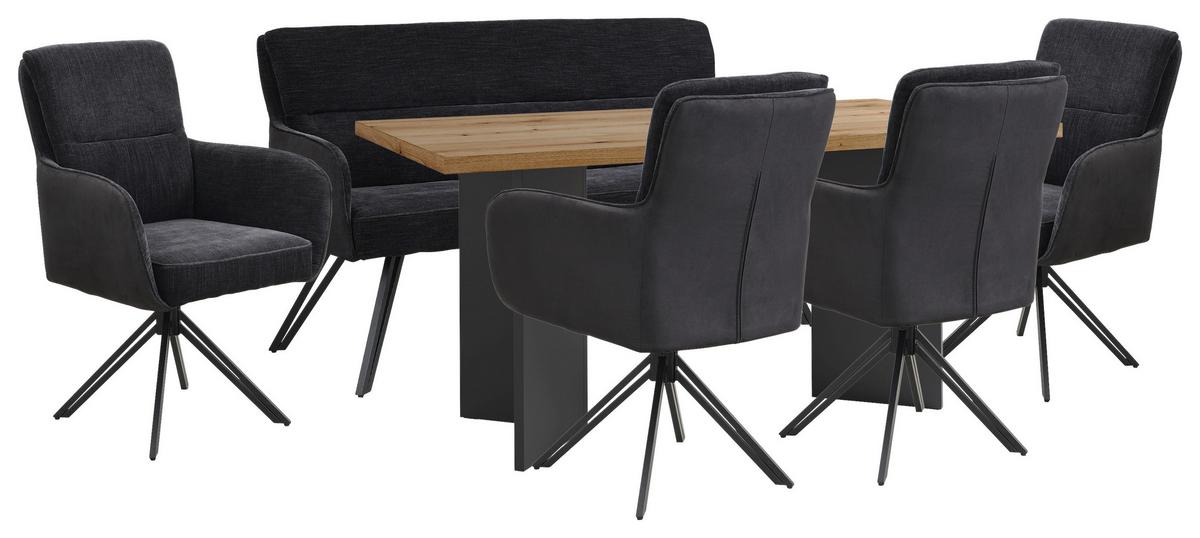 STUHL-SET TINO - Schwarz, MODERN, Textil/Metall (62/94/70cm) - MID.YOU