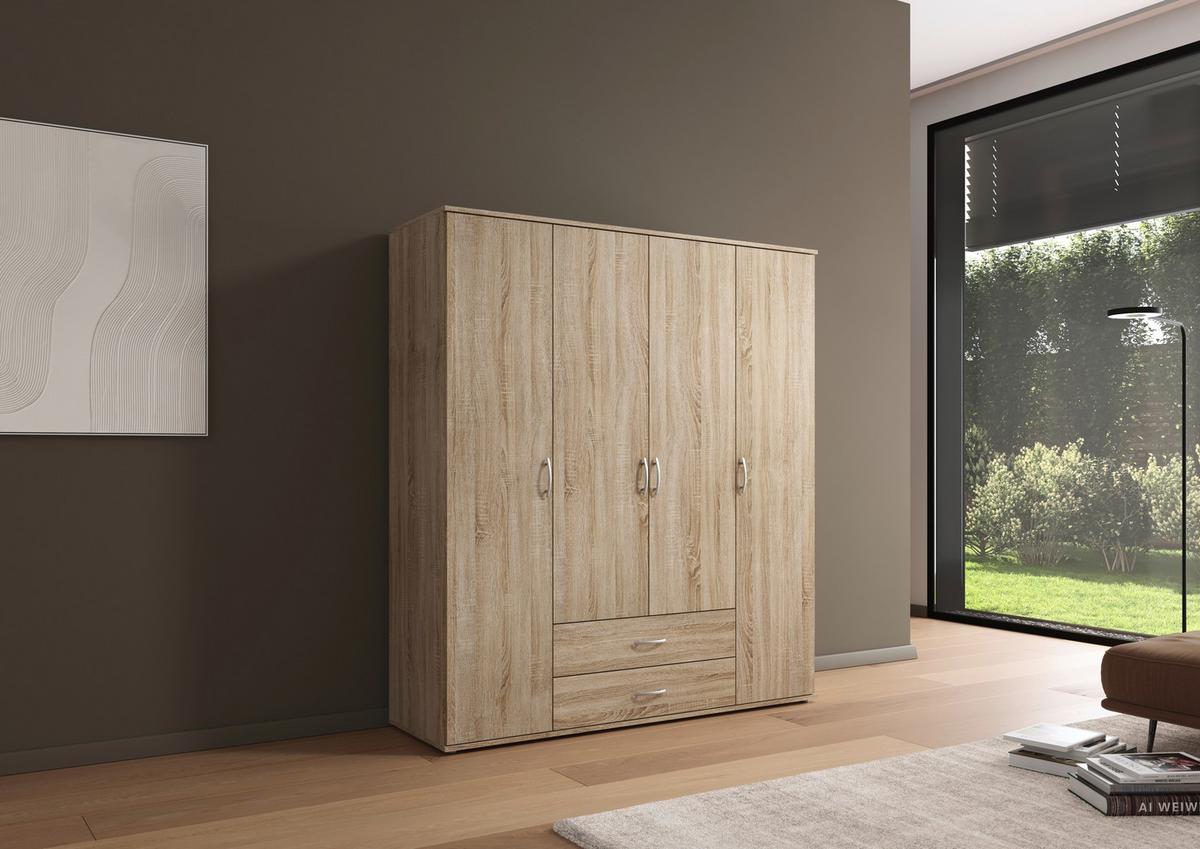 Ormar Za Odjeću Paul - boje hrasta/boje aluminija, Konvencionalno, drvni materijal/plastika (168/188/52cm) - Modern Living