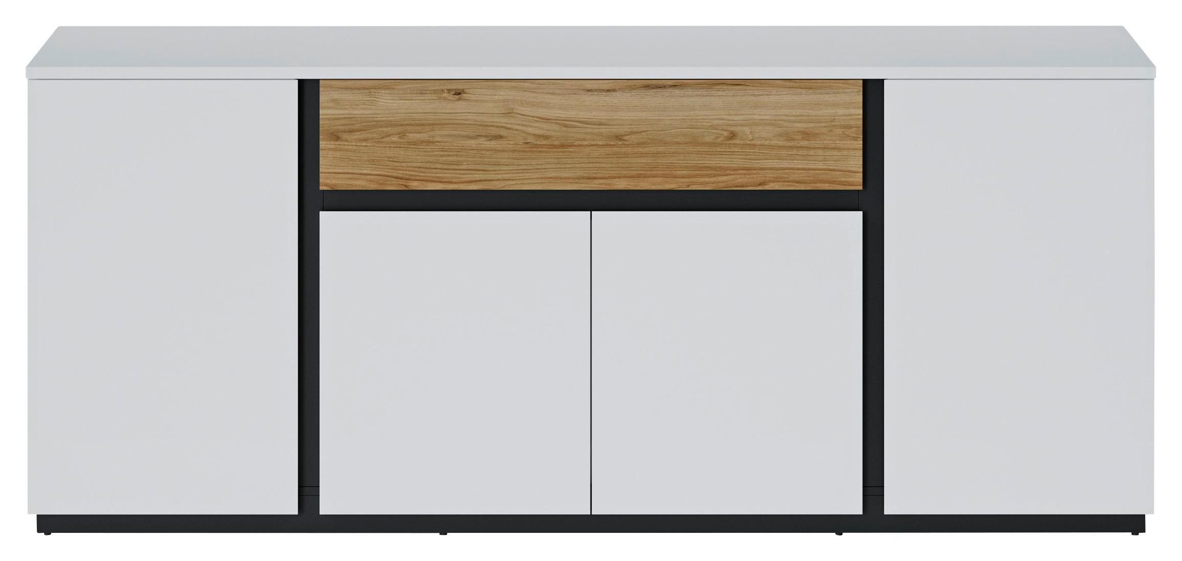 Komoda Novena - bijela/boje hrasta, Trend, drvni materijal/plastika (208,8/87,3/40cm) - Modern Living