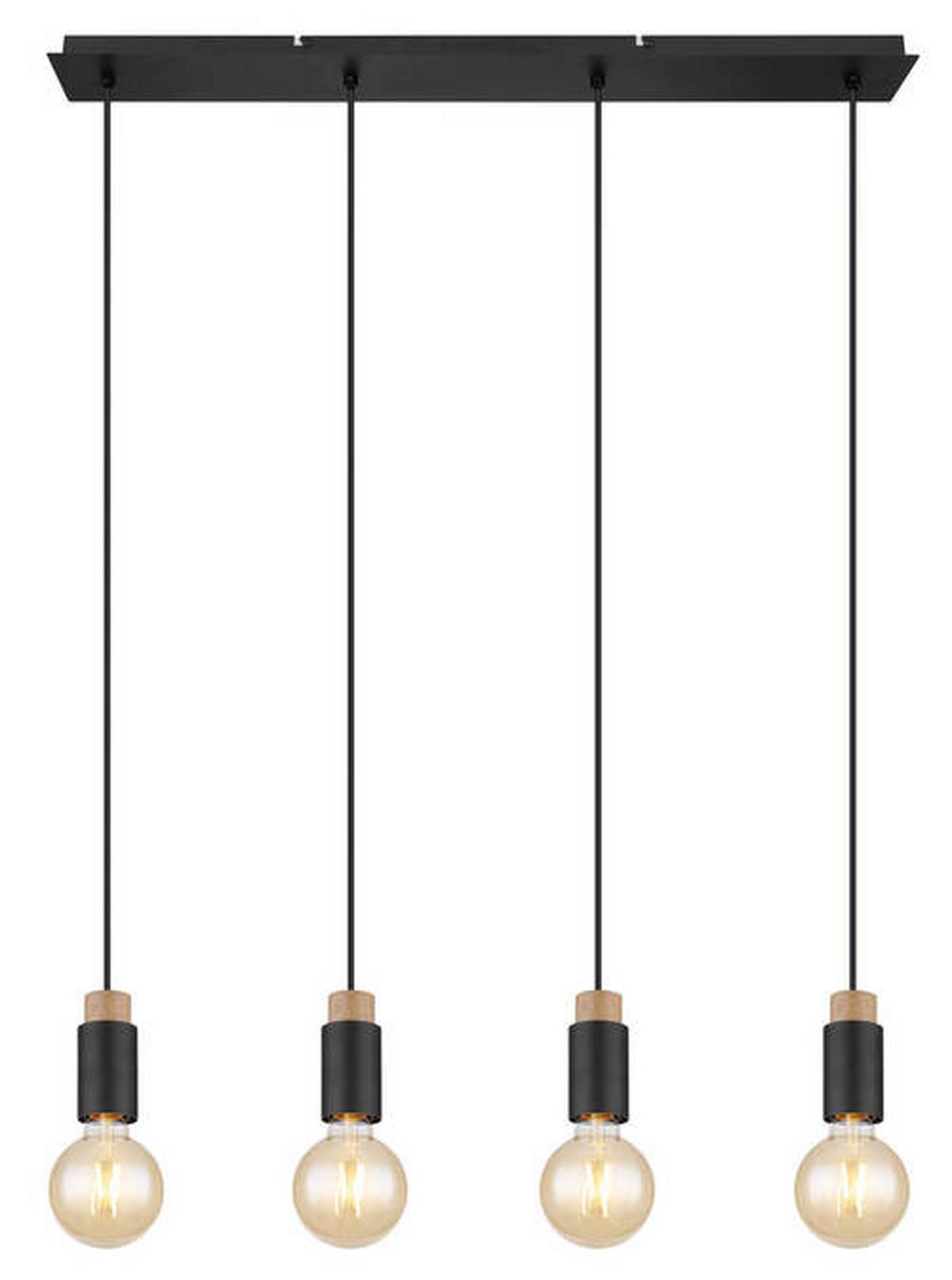 Viseća Svjetiljka Crna Boja - tamno smeđa/crna, Design, drvo/metal (75/8/120cm) - Globo