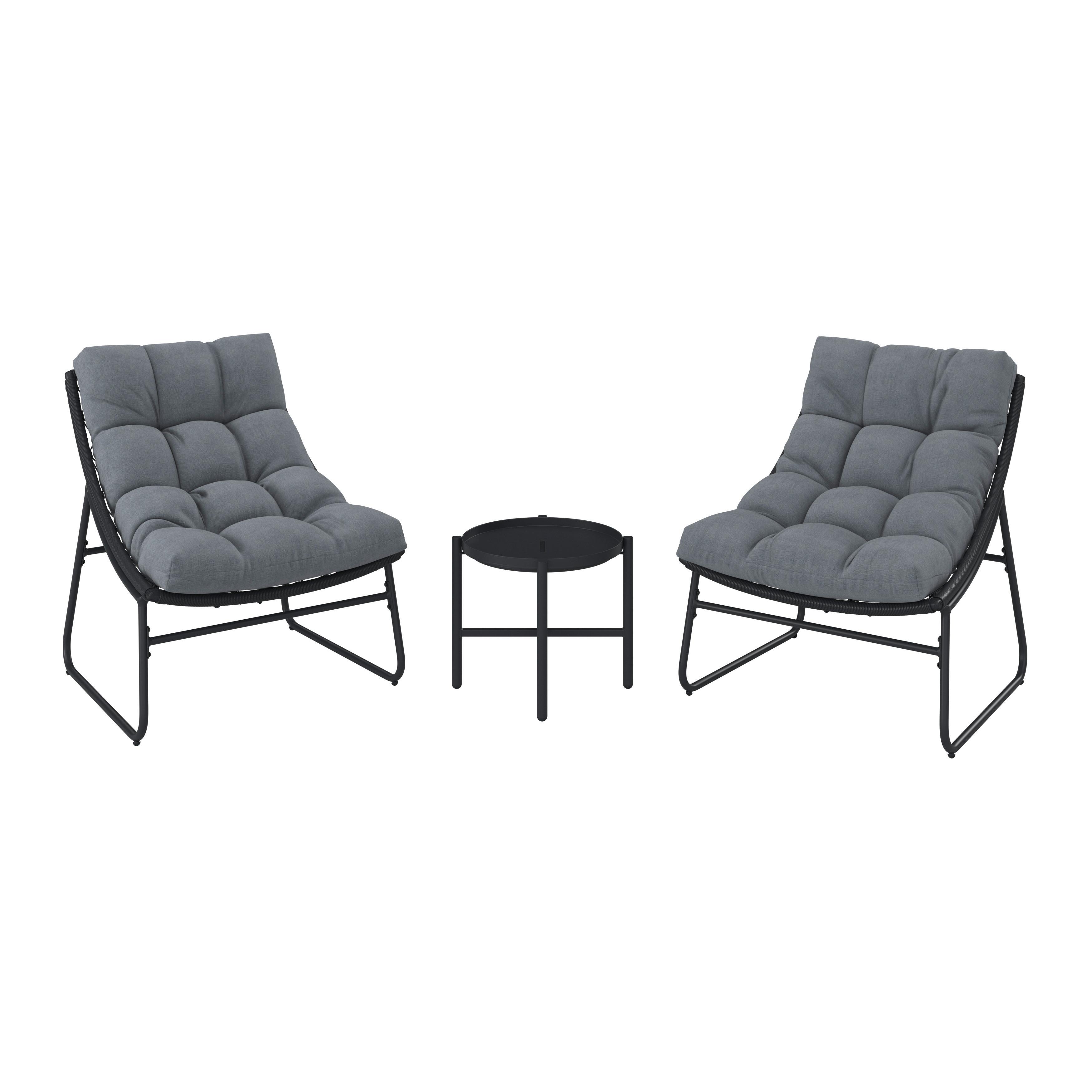 BALKONGMÖBLER SET ELIA - mörkgrå/grå, Modern, metall/textil - Bessagi Garden