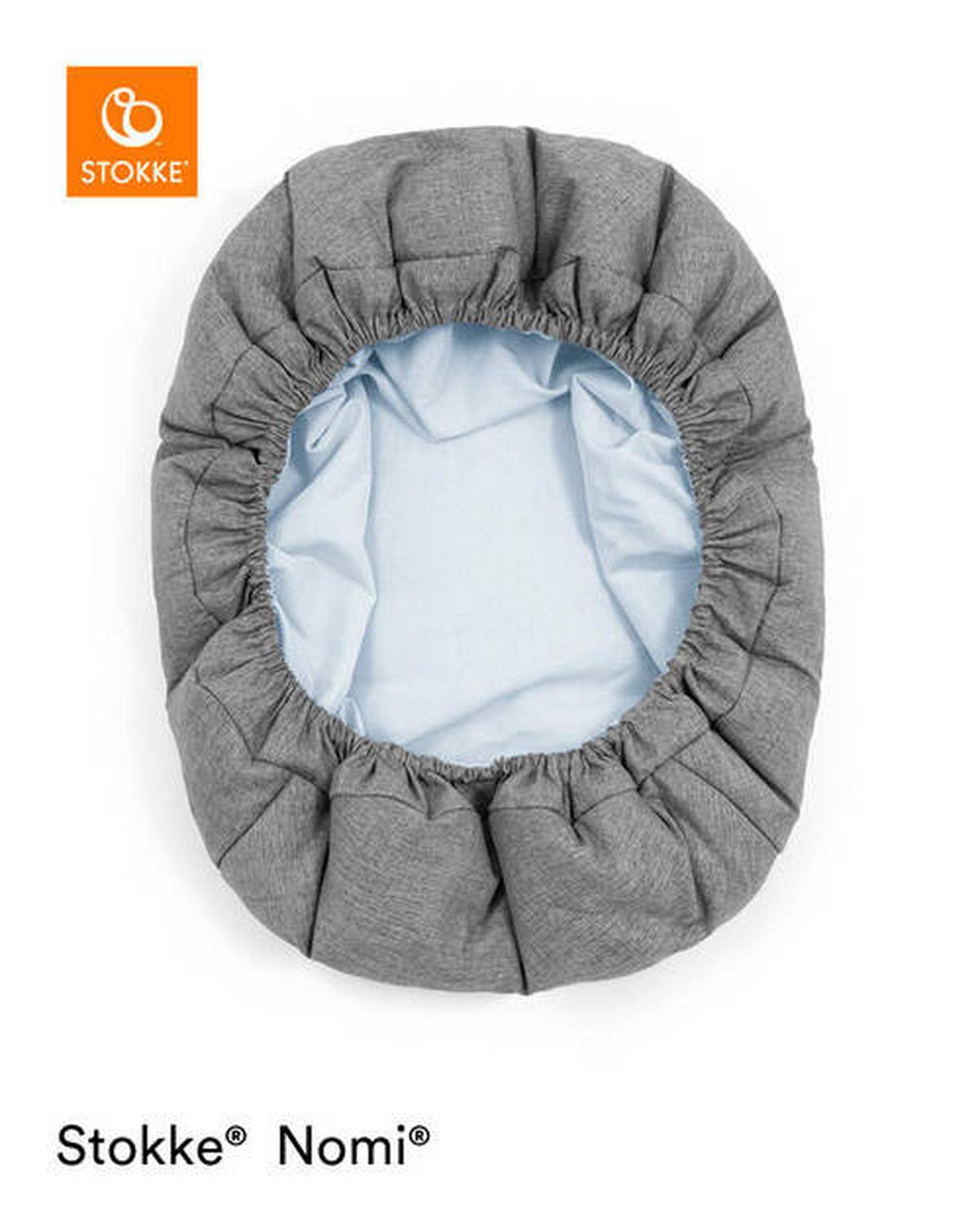 NOSIDEŁKO DO WYSOKIEGO KRZESŁA 625904 NOMI NEWBORN ZESTAW - biały/szary, Basics, tworzywo sztuczne/tkanina (40/40/65cm) - Stokke