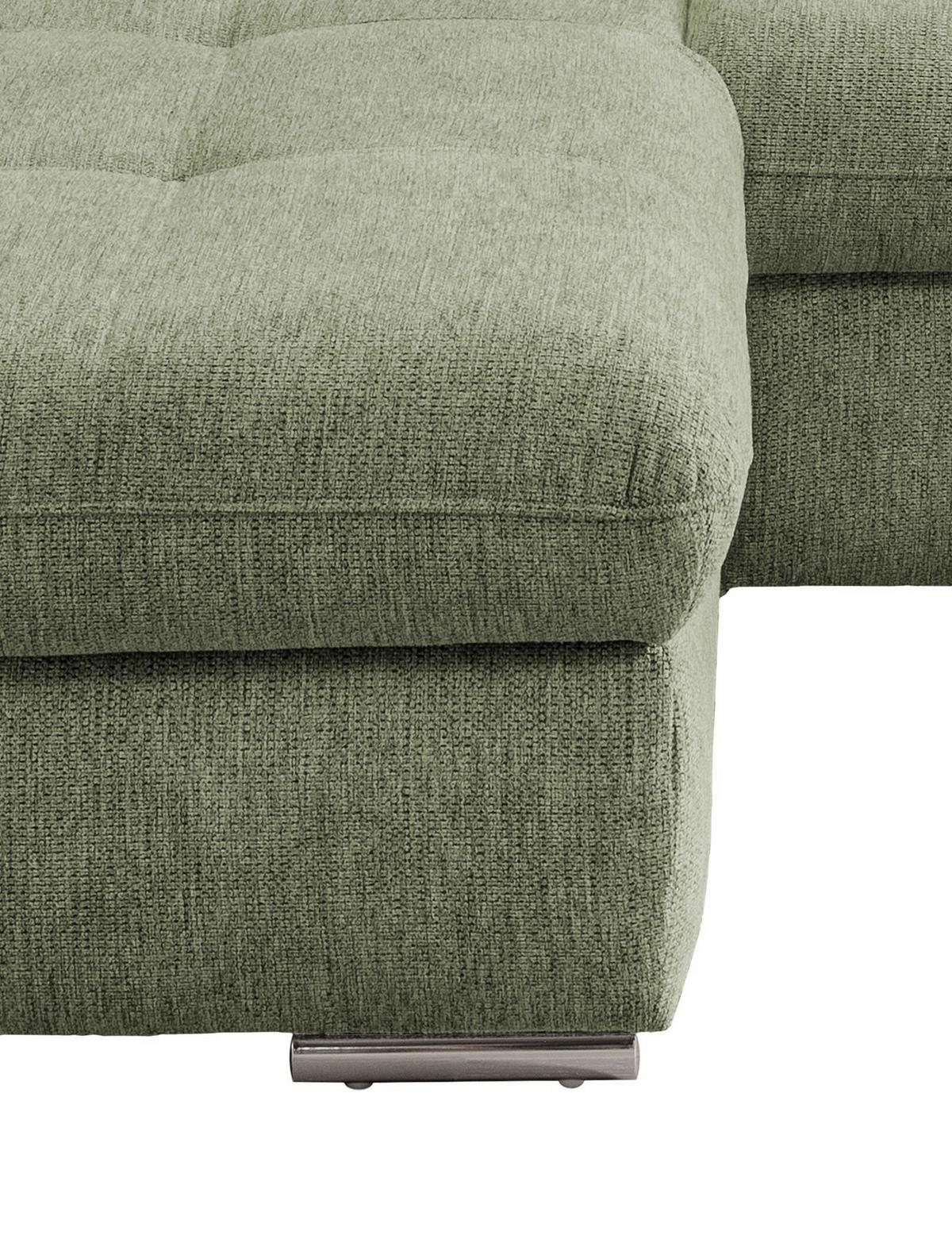 Wohnlandschaft Dalida Grün Chenille - Chromfarben/Grün, Design, Textil/Metall (196/300cm) - Livetastic