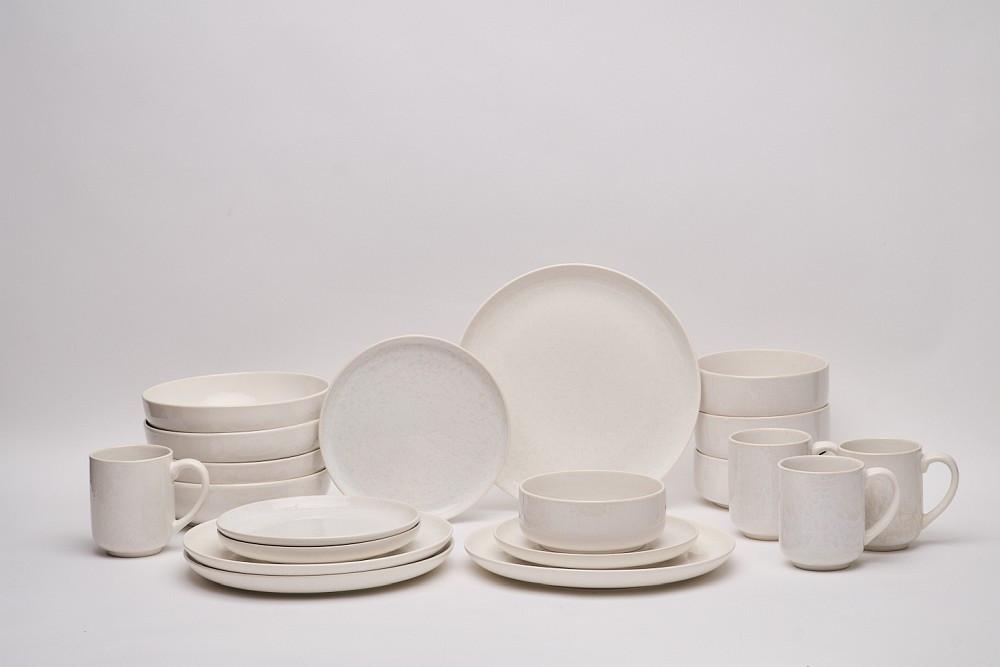 SERWIS OBIADOWO-ŚNIADANIOWY MARBELLA - beżowy, Trend, ceramika - Novel