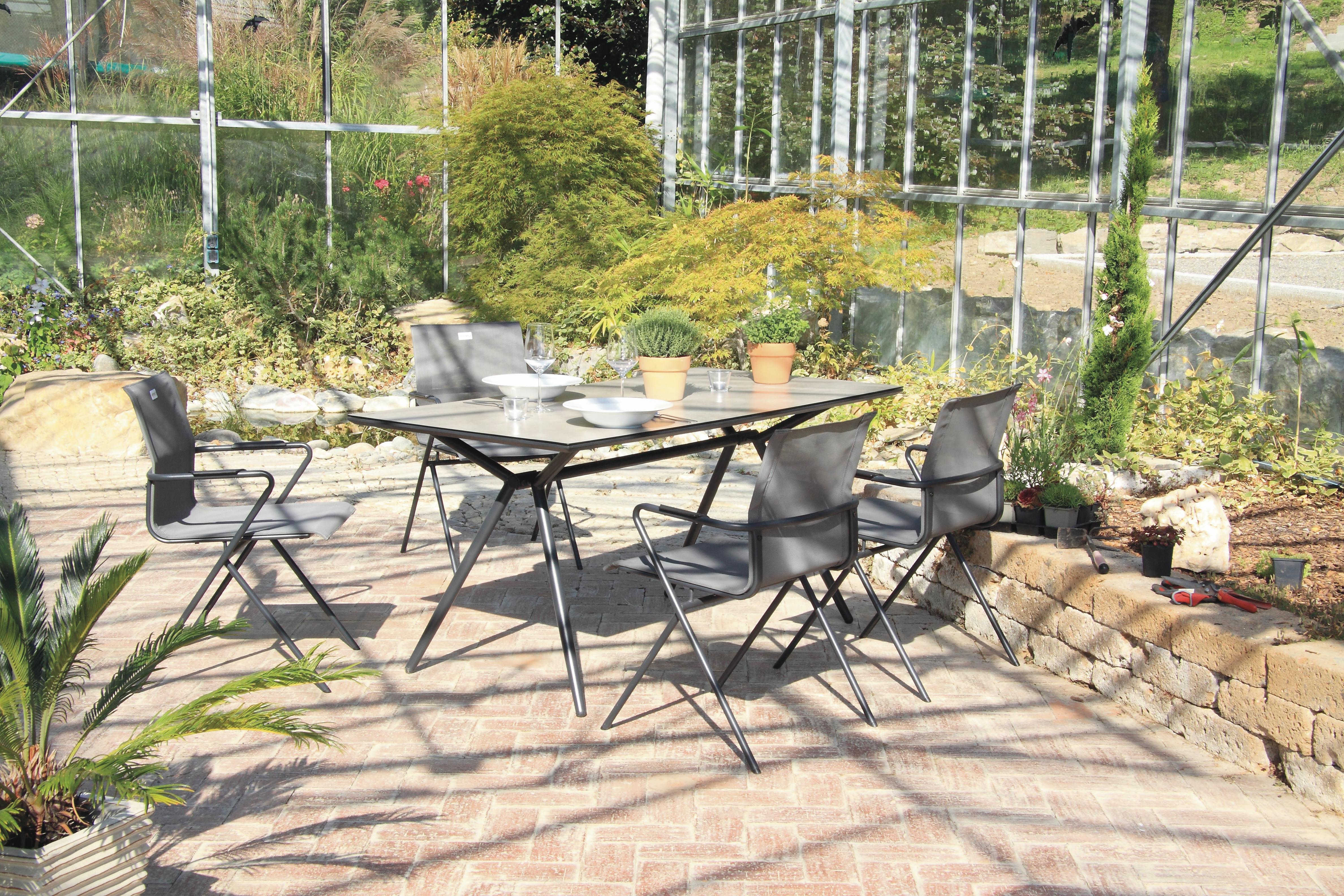 Vrtna Garnitura Alpha Tex, 5-Delni Set - rjavosiva/črna, Basics, kovina/umetna masa (80/75/160cm) - Acamp